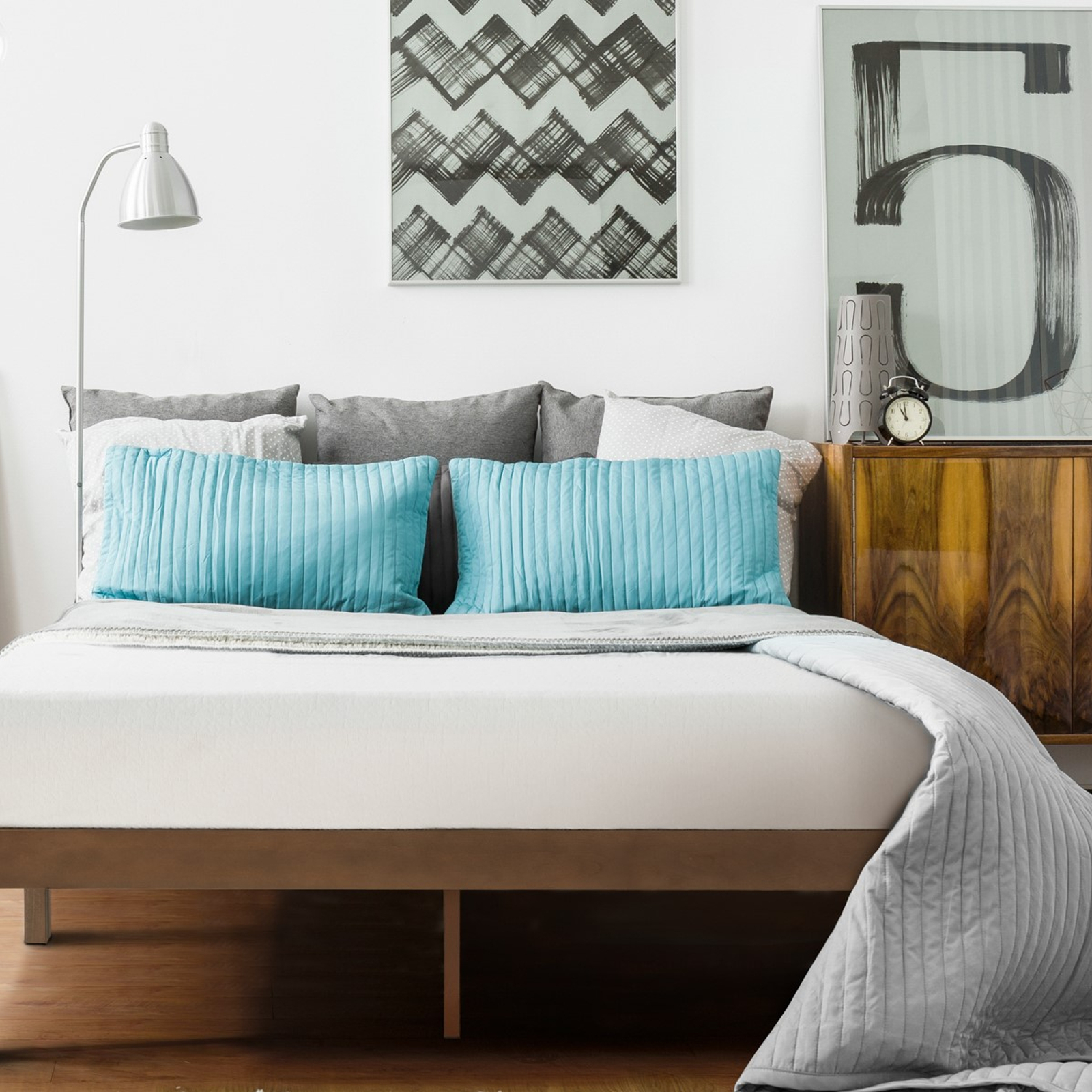 Zinus Moiz Timber Bed Frame Base Walnut Double Bunnings Australia