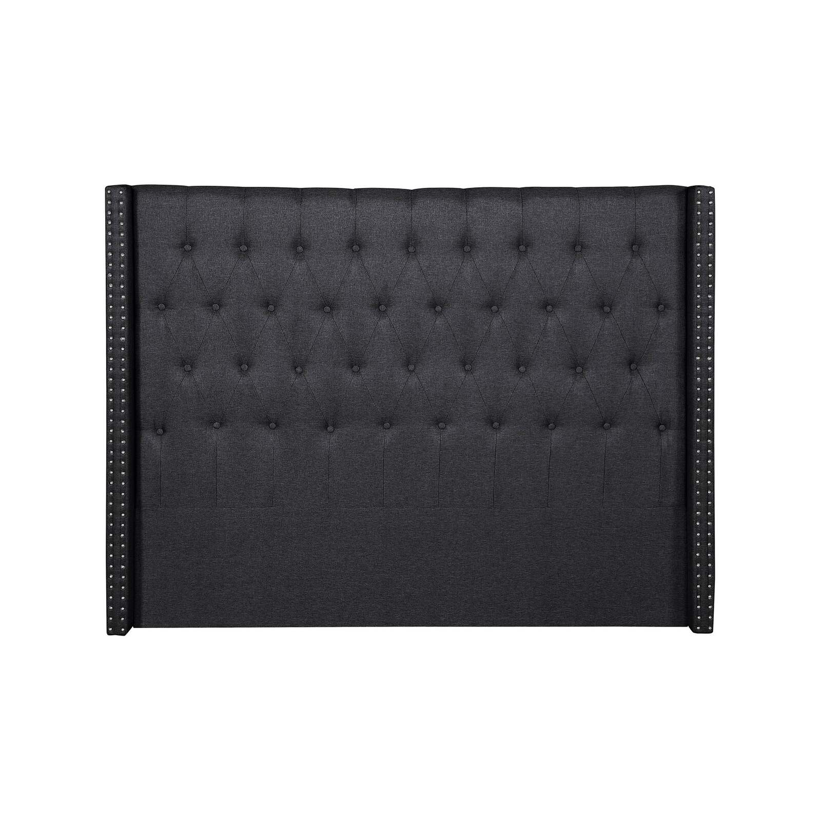 Foret Bed Head Double Size Headboard Bedhead Frame Base Stud Tufted Fabric Black Bunnings