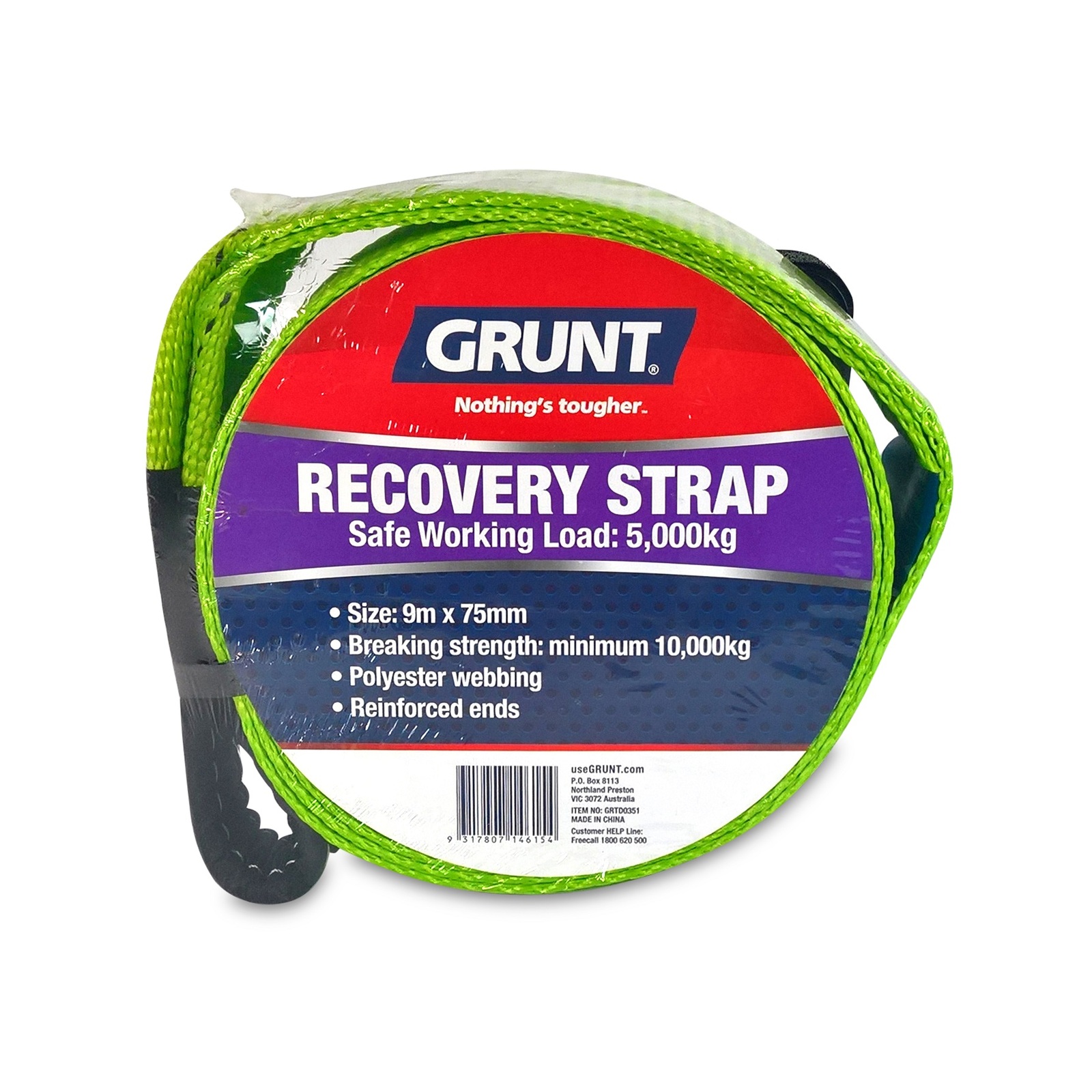 Grunt 75mm x 9m Recovery Strap Bunnings Australia