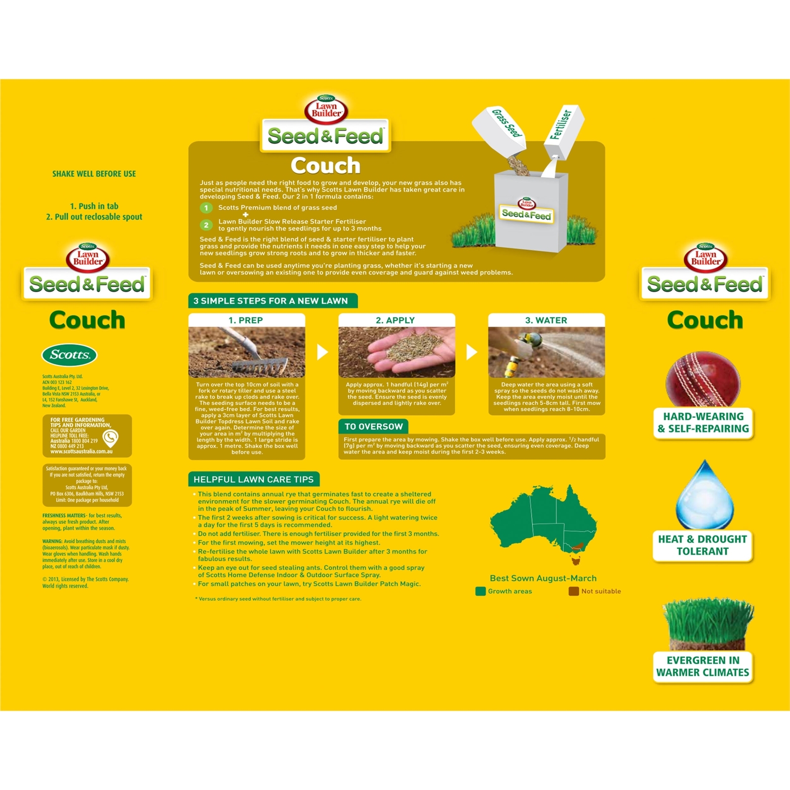 Scotts Lawn Builder 1.4kg Seed & Feed Couch Lawn Seed Bunnings Australia