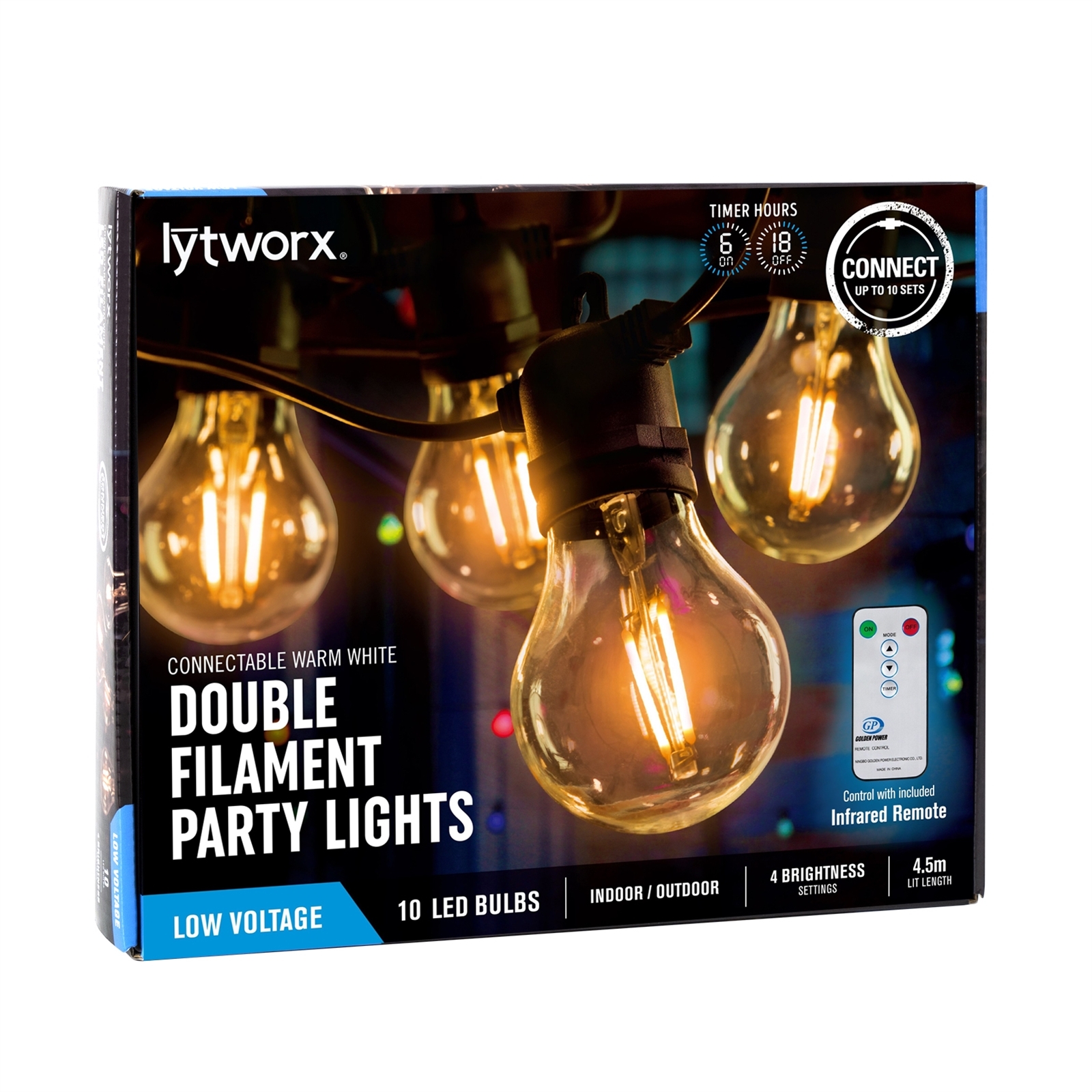 Lytworx Warm White Connectable Double Filament LED Party Lights - 10 ...