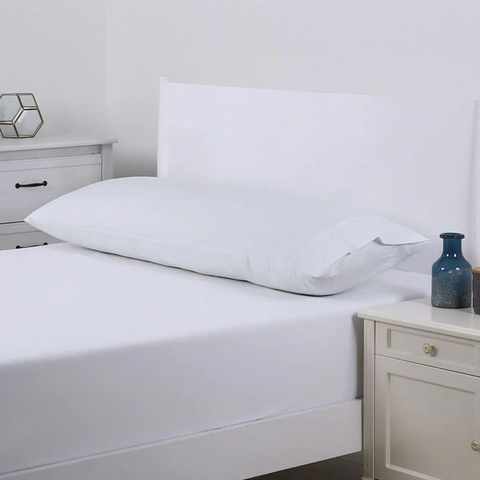 CottonMore 350TC Plain White Cotton Body Pillowcase 48x150cm Bunnings