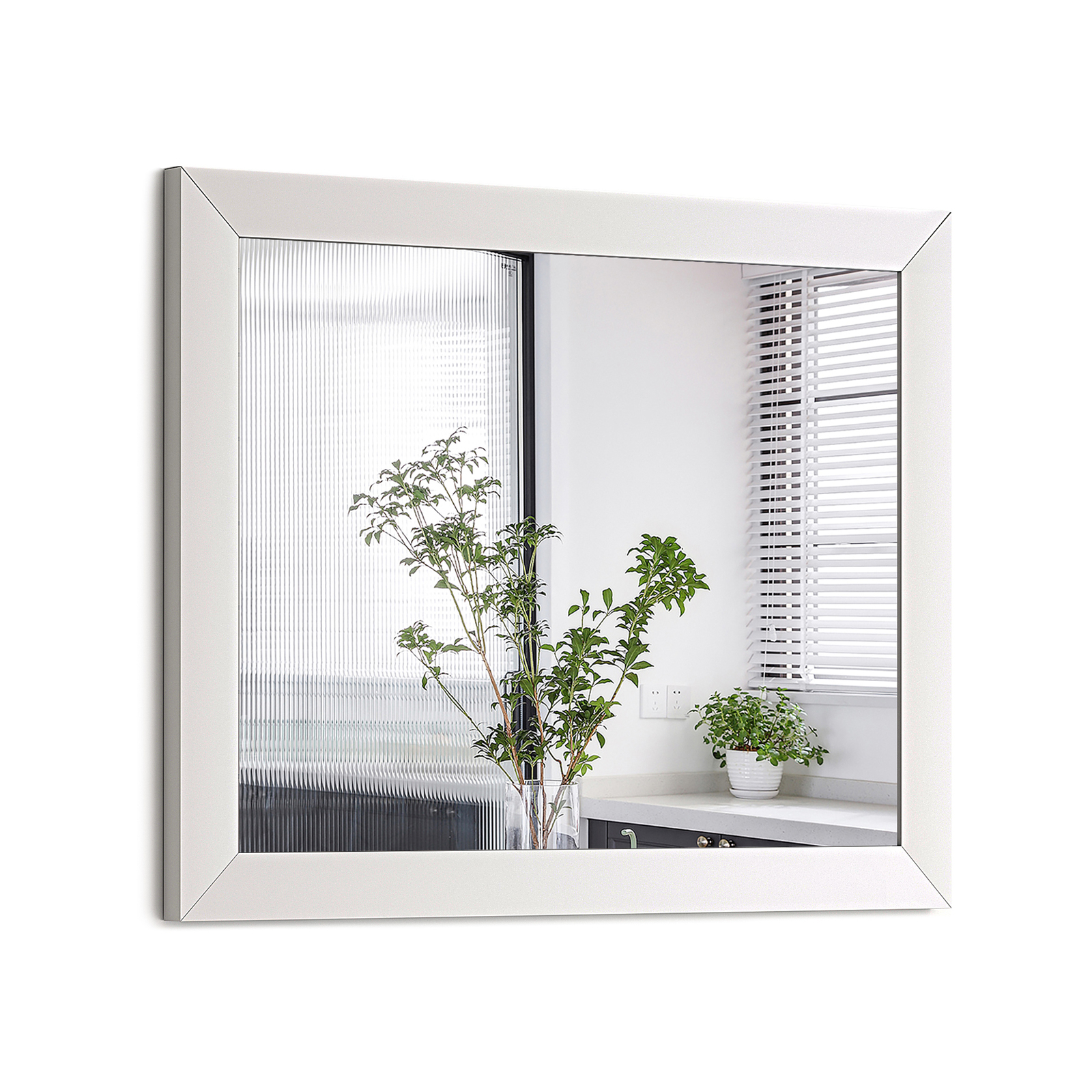 Interbuild 90 x 70 x 3cm White MIA Wall Mirror - Bunnings Australia