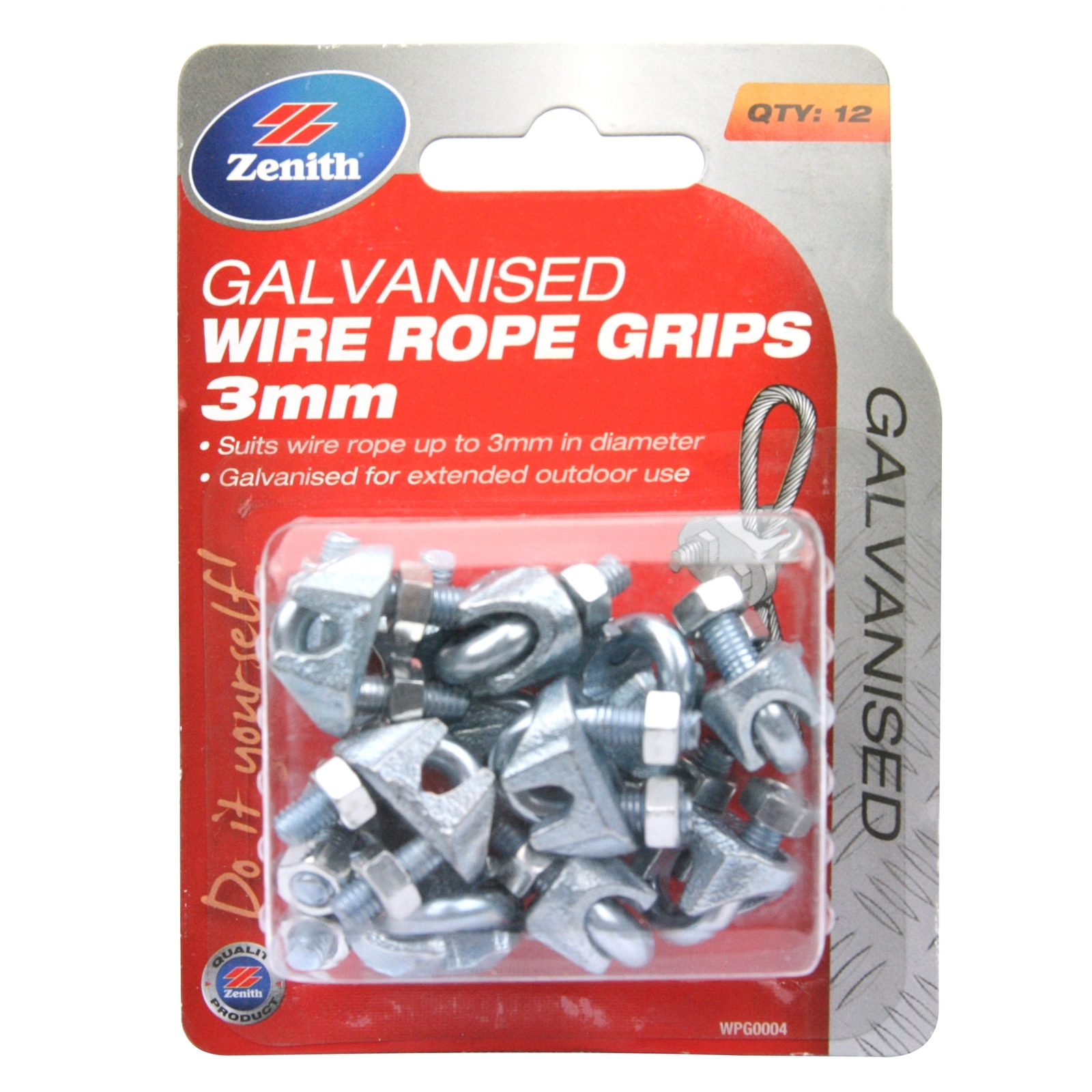 Zenith 3mm Galvanised Wire Rope Grips 12 Pack Bunnings Australia