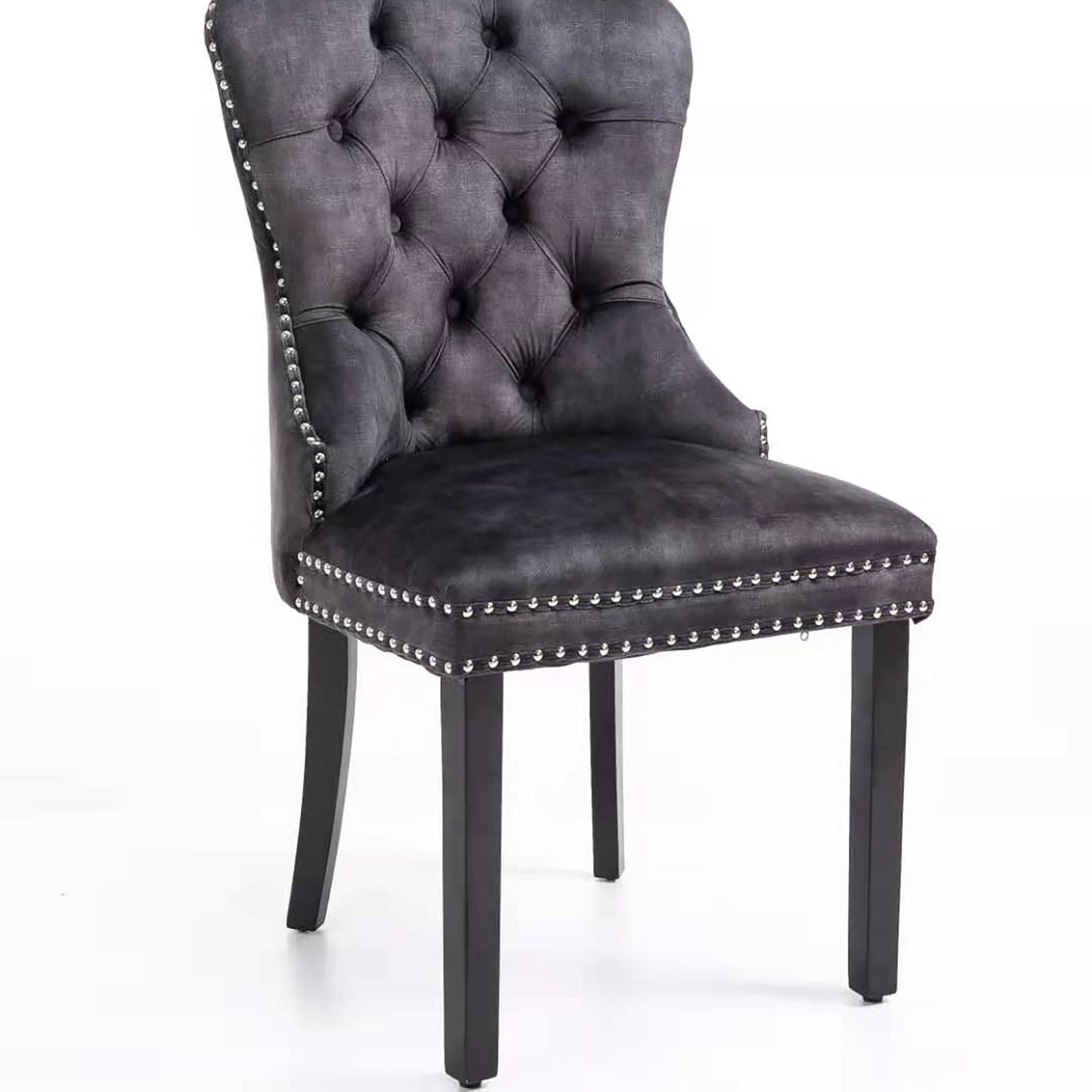 Regent buttoned fabric dining chair and solid timber legs with handles ...