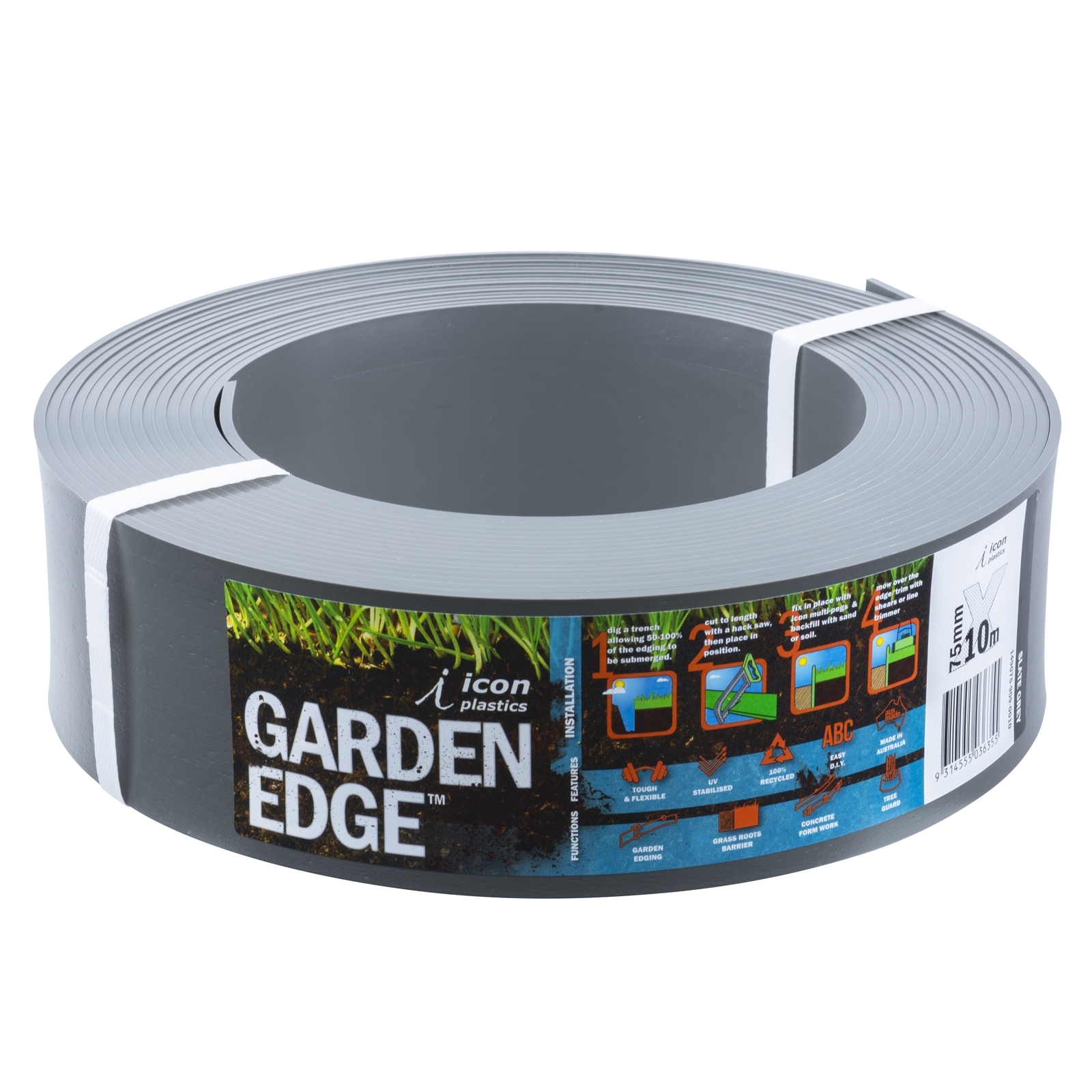 Icon Plastics 75mm x 10m Slate Grey Garden Edge - Bunnings Australia