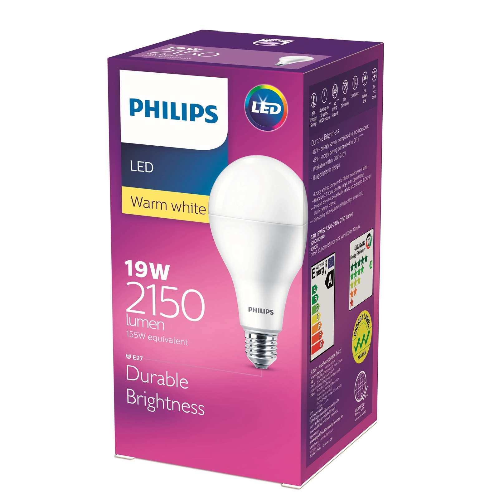 Philips A80 E27 LED 2300lm Warm White 19W Megabright Globe Bunnings