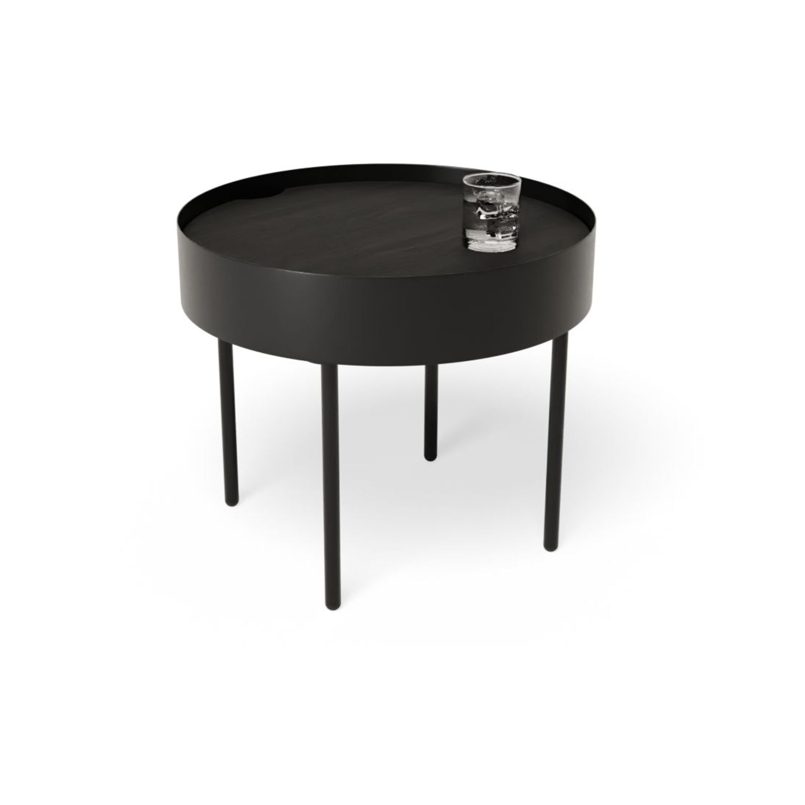 Tao Round Side Table Black Stained Ash Tabletop Black Base Bunnings Australia