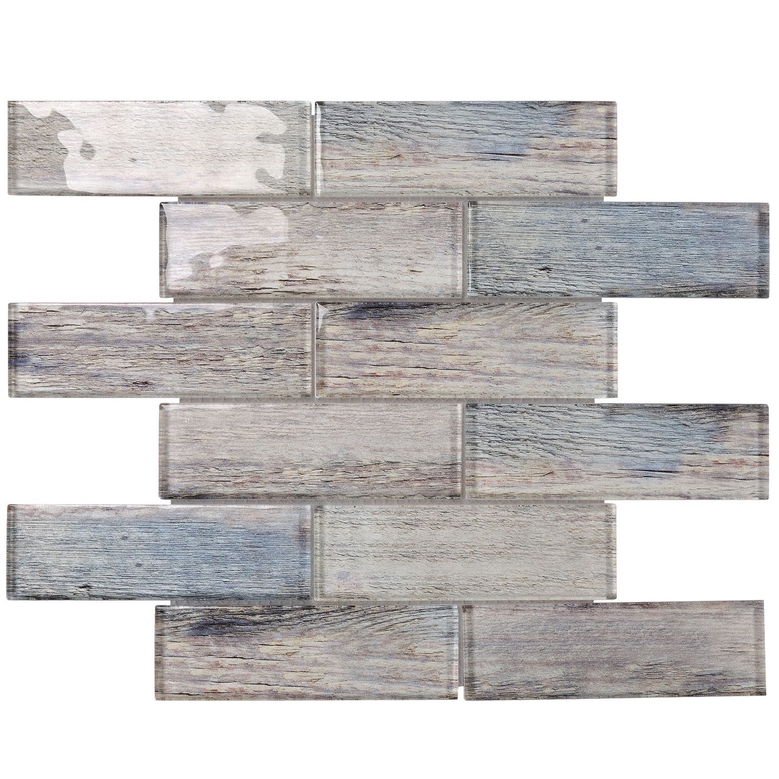 Decor8 Tiles 300 x 300 x 8mm Wooden Blue Glass Mosaic Tile - Bunnings ...