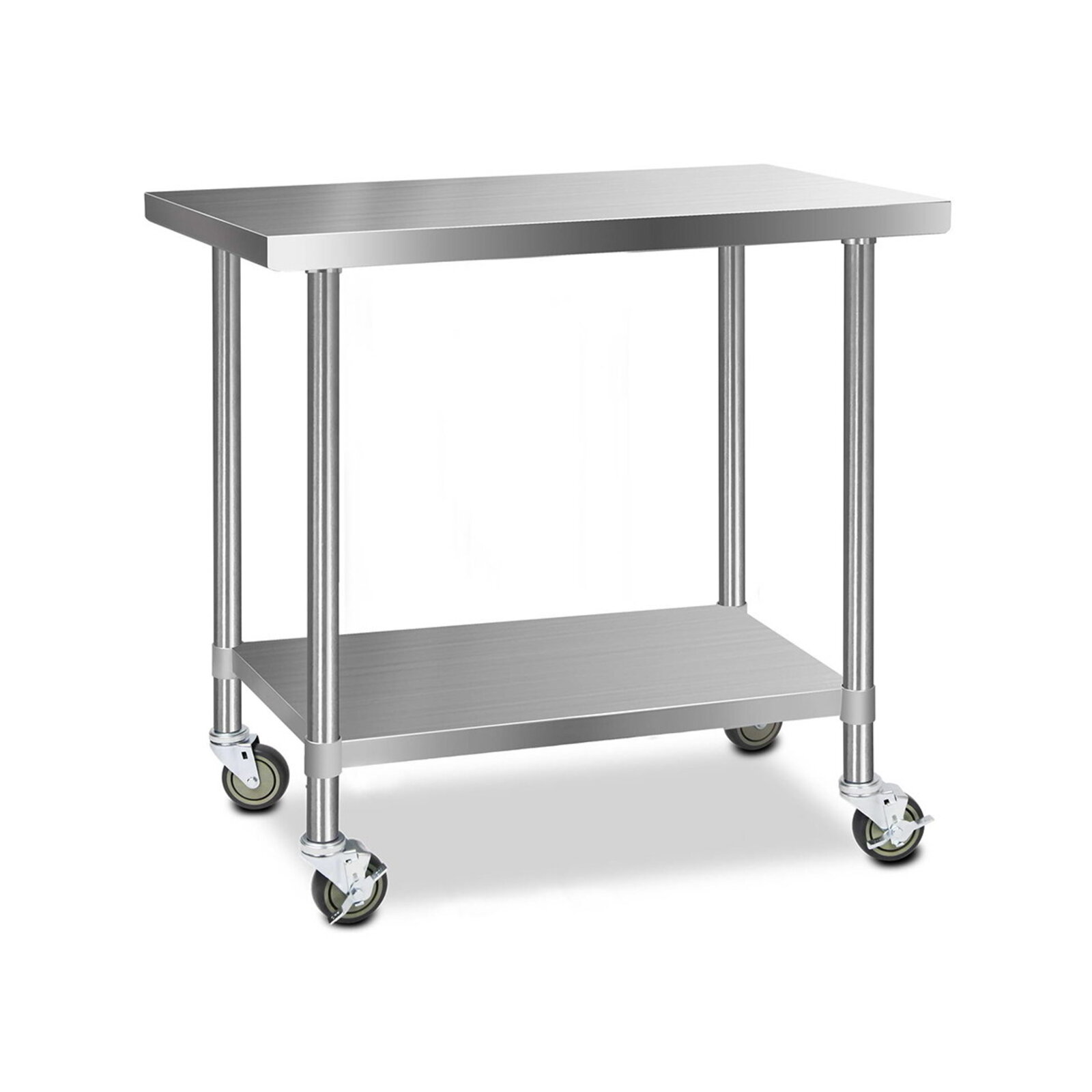 Cefito 1219x610mm Commercial Stainless Steel Kitchen Bench w/ Wheels ...