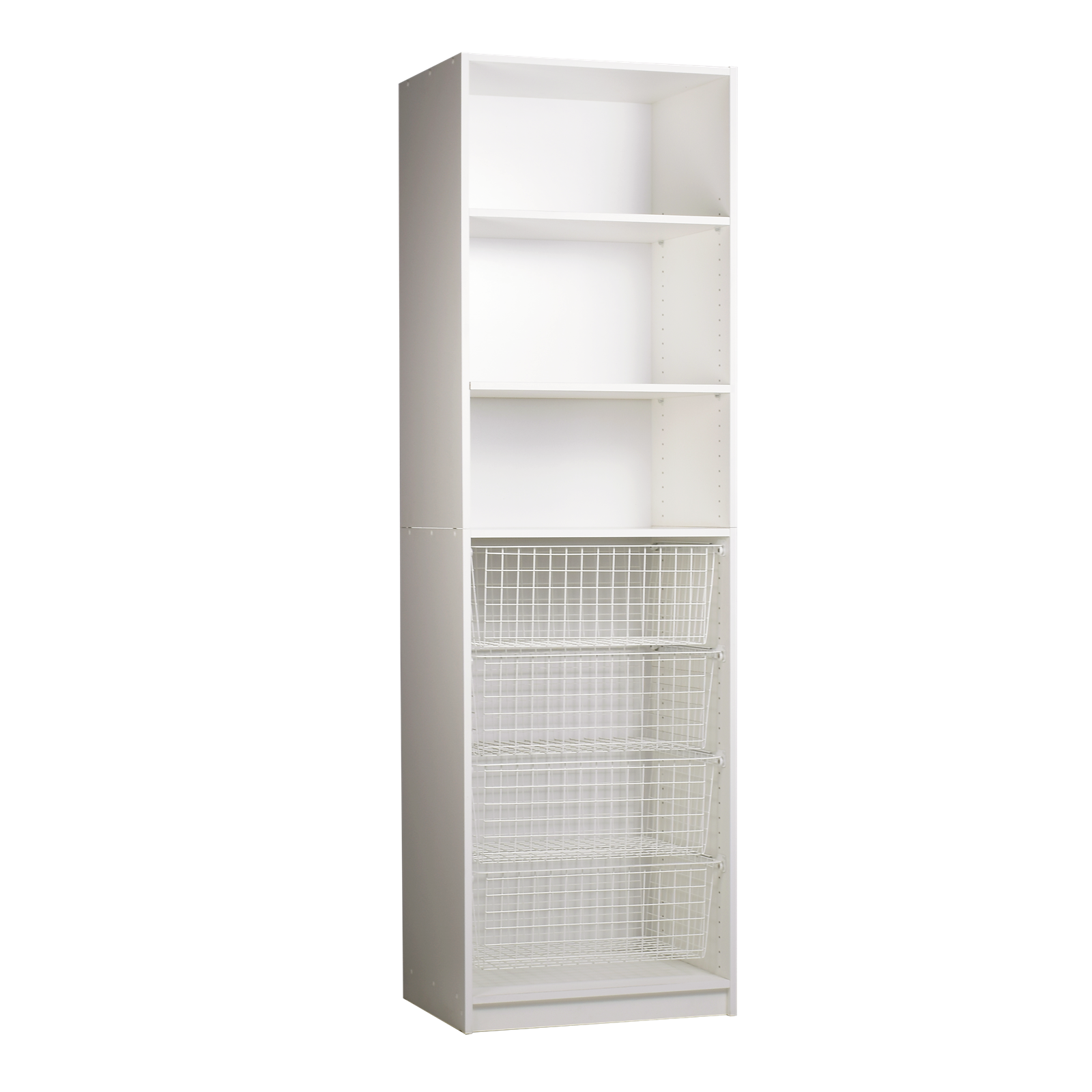 Multistore 2000 x 608 x 450mm Crisp White 2 Shelves 4 Wire Basket