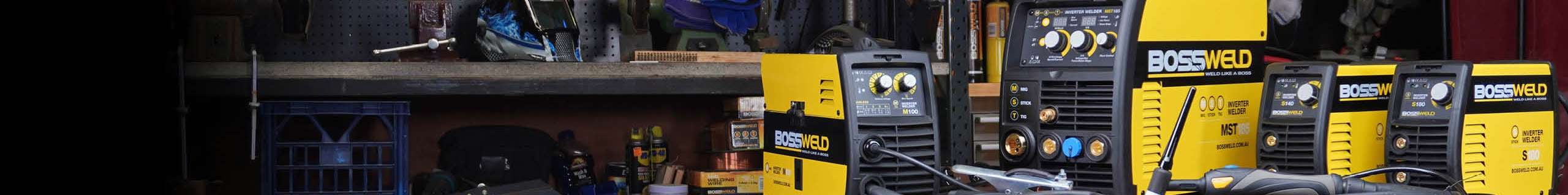 Bossweld products on table for display.