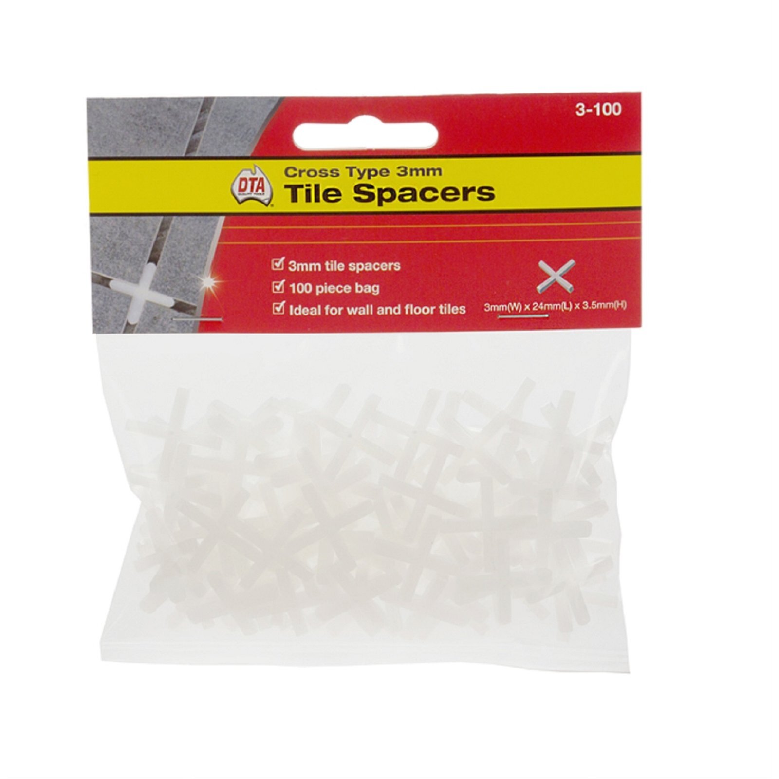DTA 3mm Tile Cross Spacers 10000 Pack Bunnings Australia