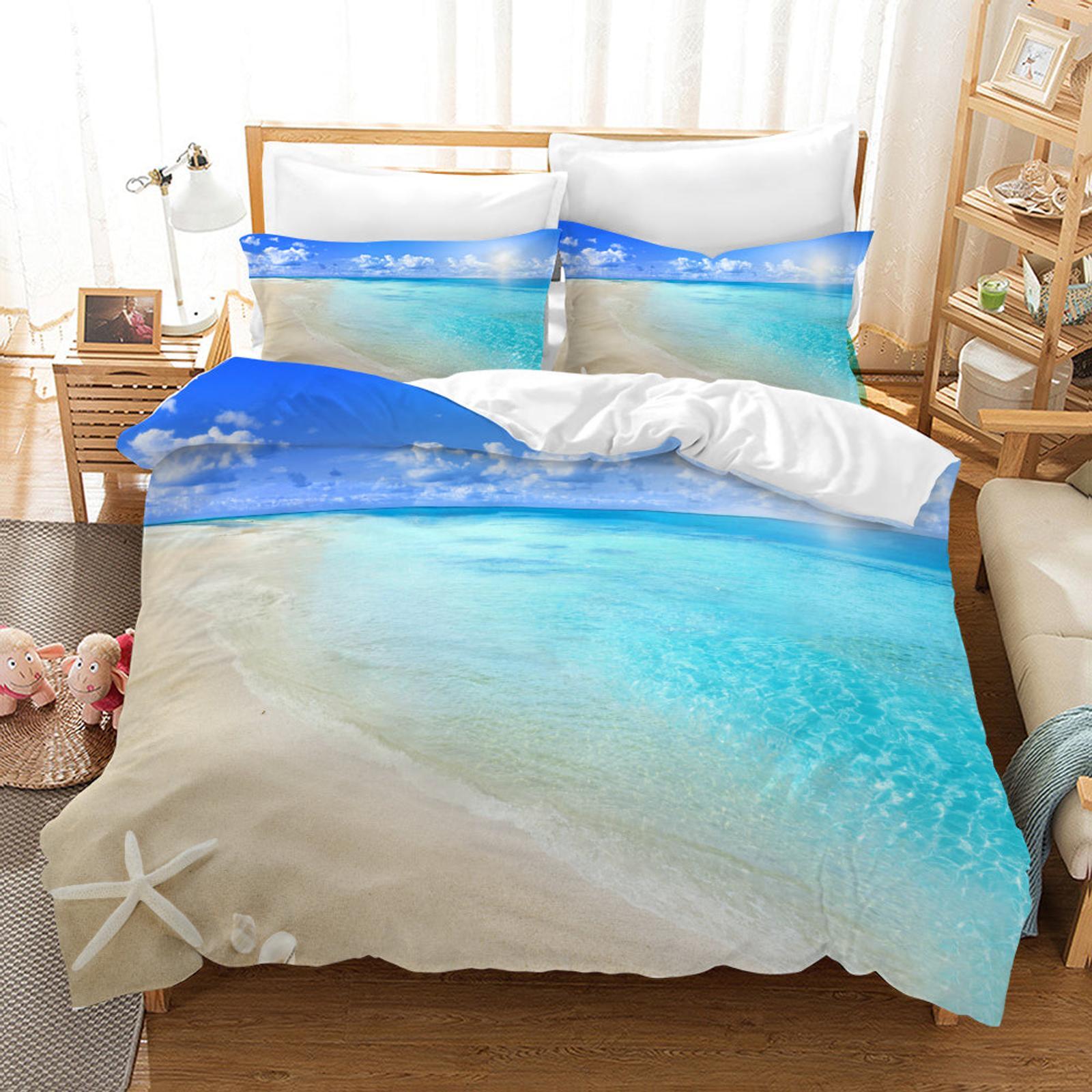 3D Blue Sea Beach Starfish Quilt Cover Set Bedding Set Pillowcases 129 ...