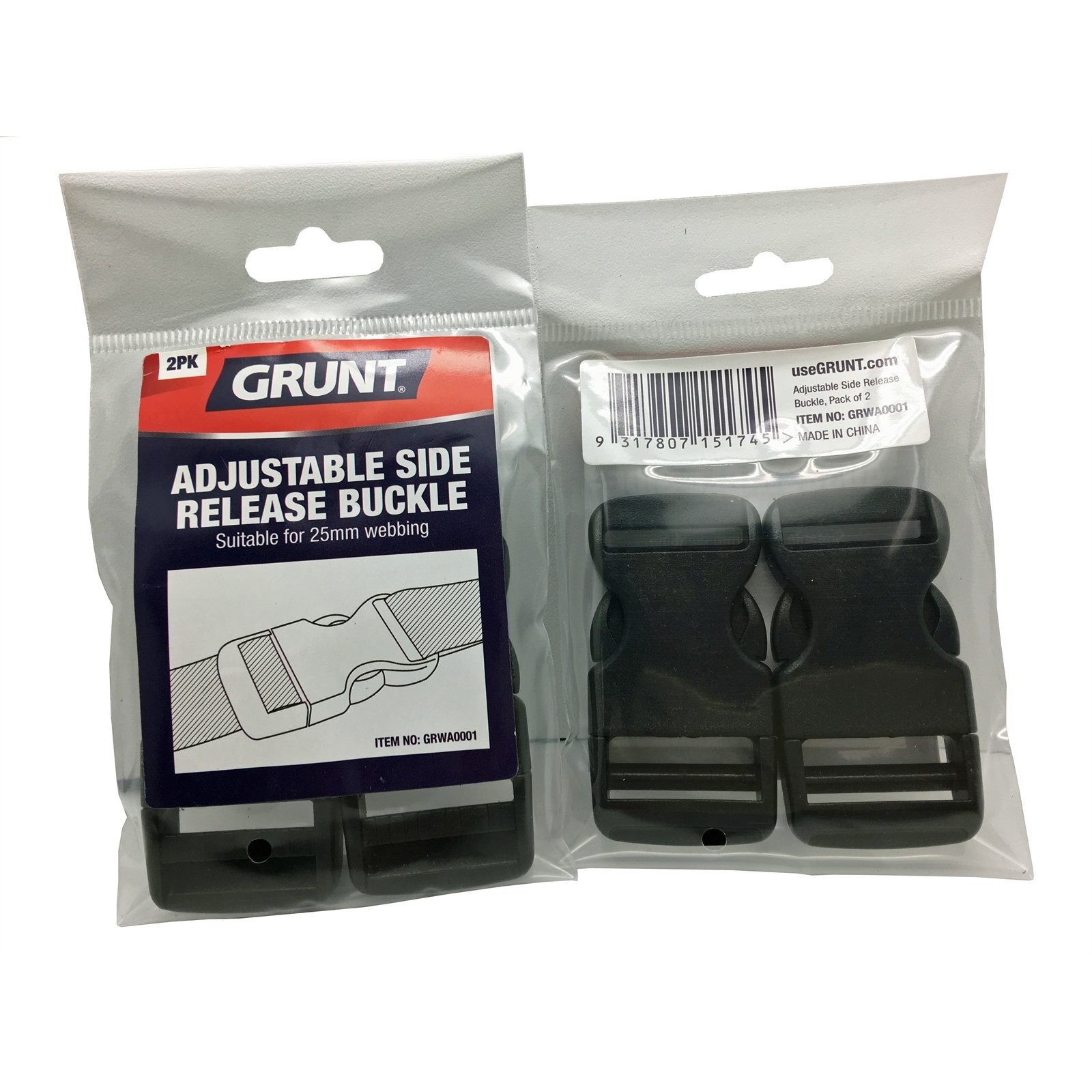 Grunt 25mm Adjust Release bing Single Buckle 2 Pack Bunnings Australia