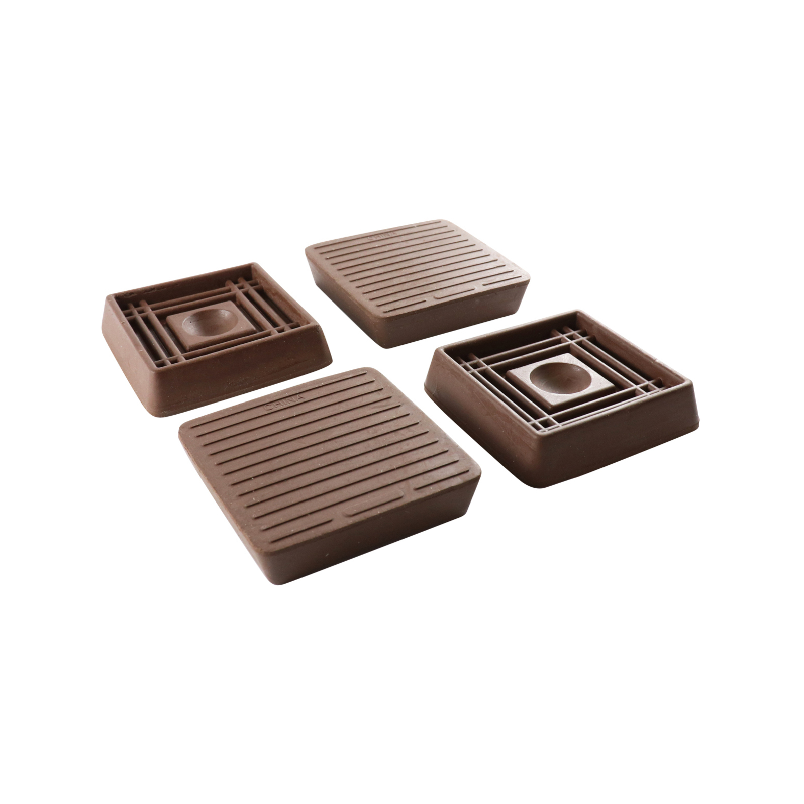 Surface Gard 41mm Brown Square Rubber Base Castor Cup - 4 Pack