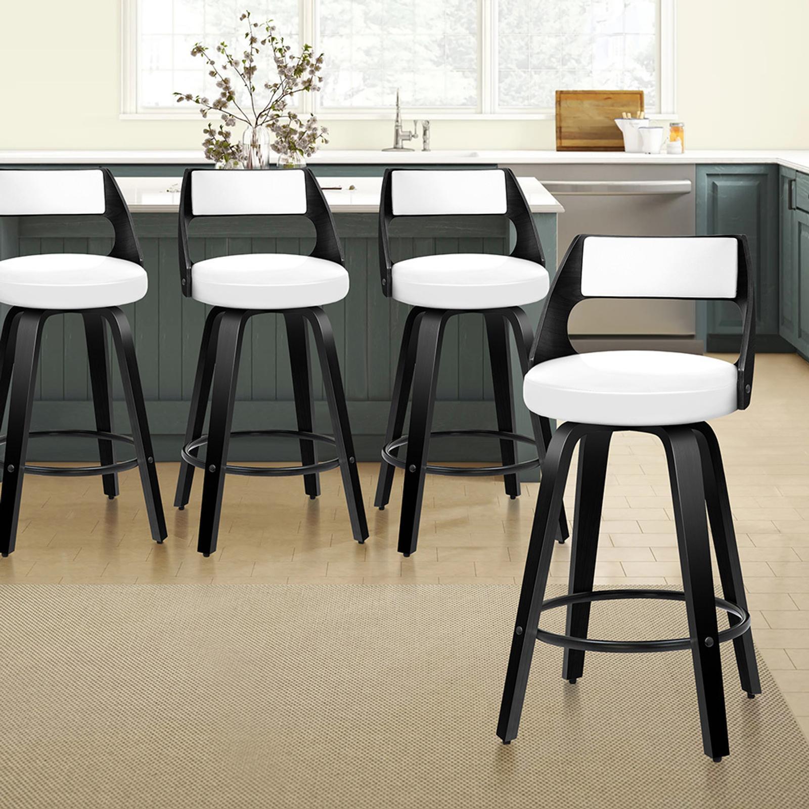 ALFORDSON 4x Bar Stools Black White Bunnings Australia