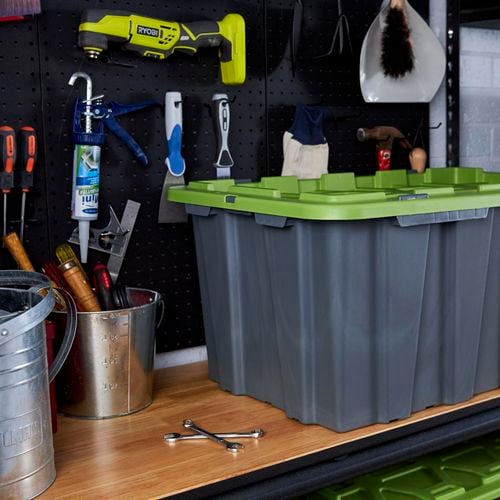 Montgomery 60L Grey And Green Heavy Duty Storage Container With Clip Lid Bunnings Australia