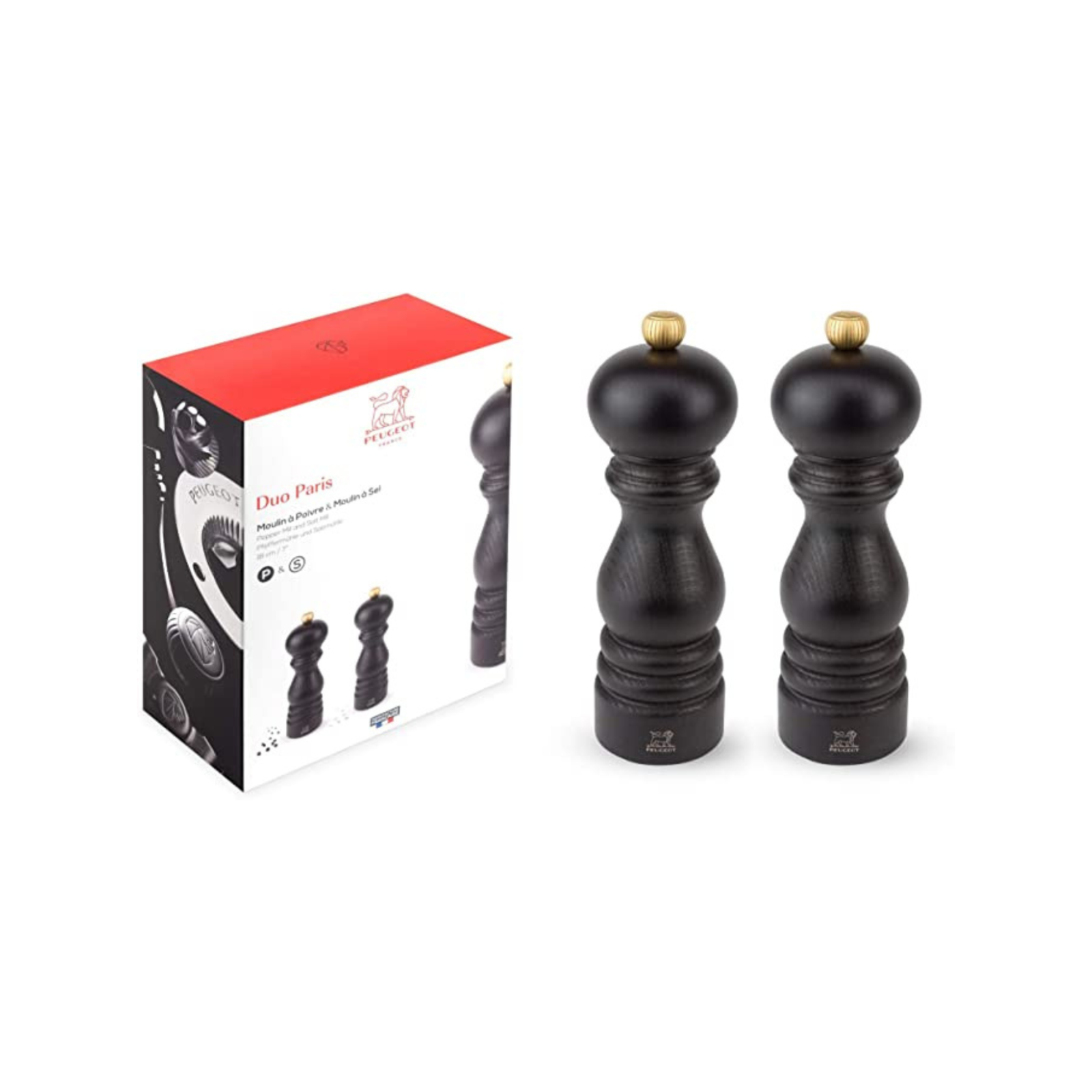 Peugeot Saveurs Paris Salt/Pepper Mill Duo in Chocolate finish, 18 cm