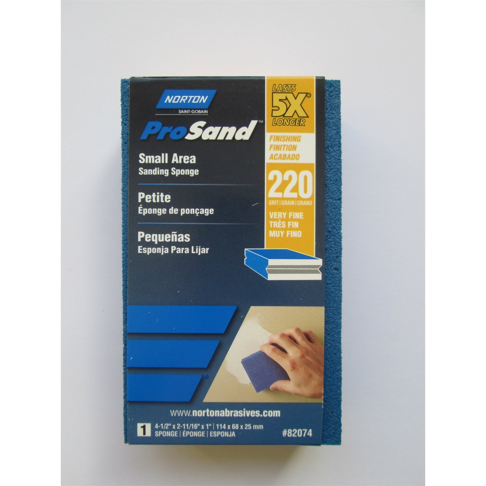 Norton Pro Sand 5X 114x 68x25mm 220 Grit Sanding Sponge Bunnings New