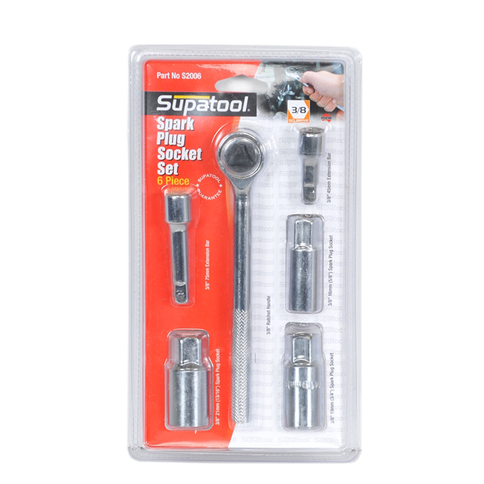 Supatool 3/8" Drive Spark Plug Socket Set 6 Piece Bunnings Australia