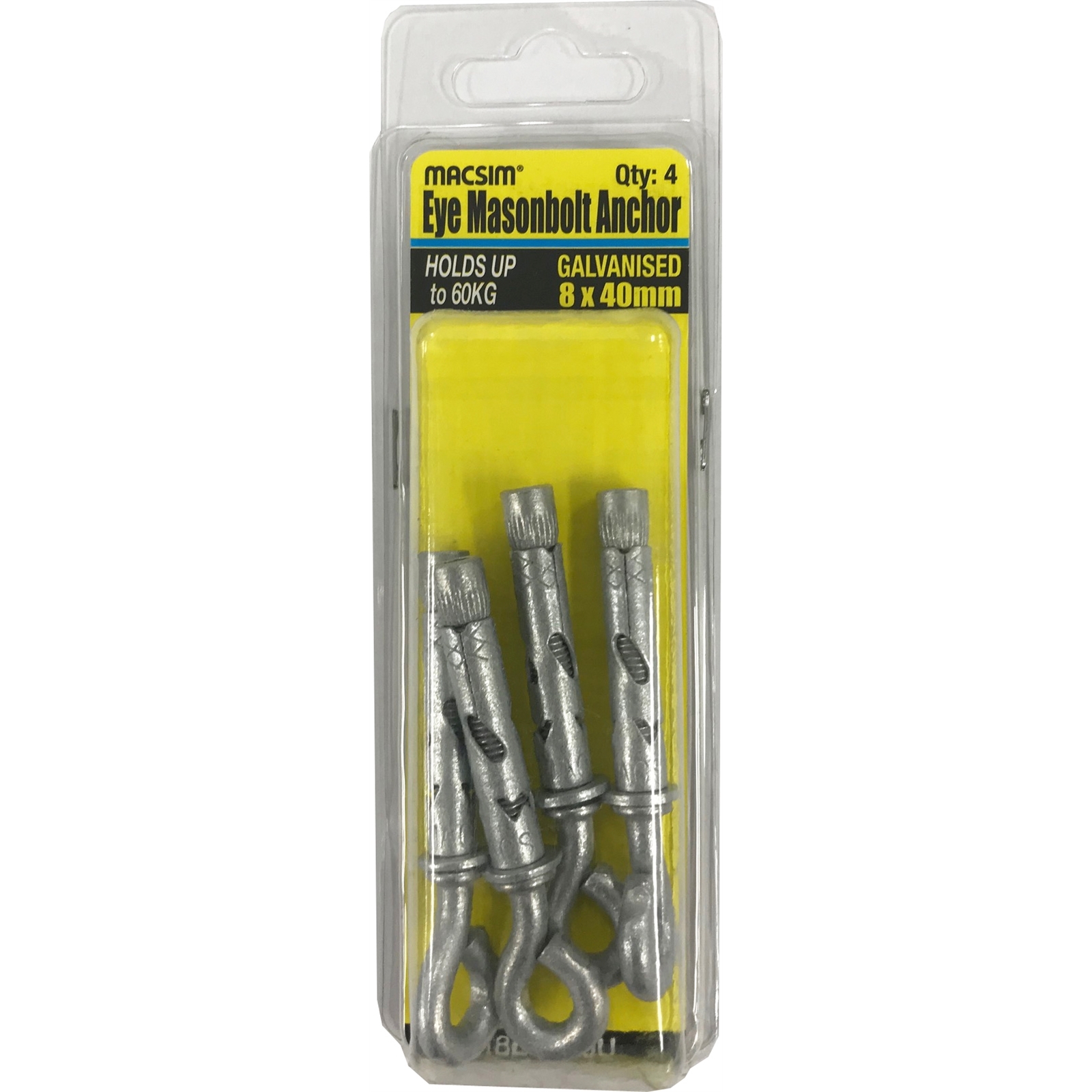 Macsim 8 x 40mm Galvanised Eye Bolt Sleeve Anchor 4 Pack Bunnings