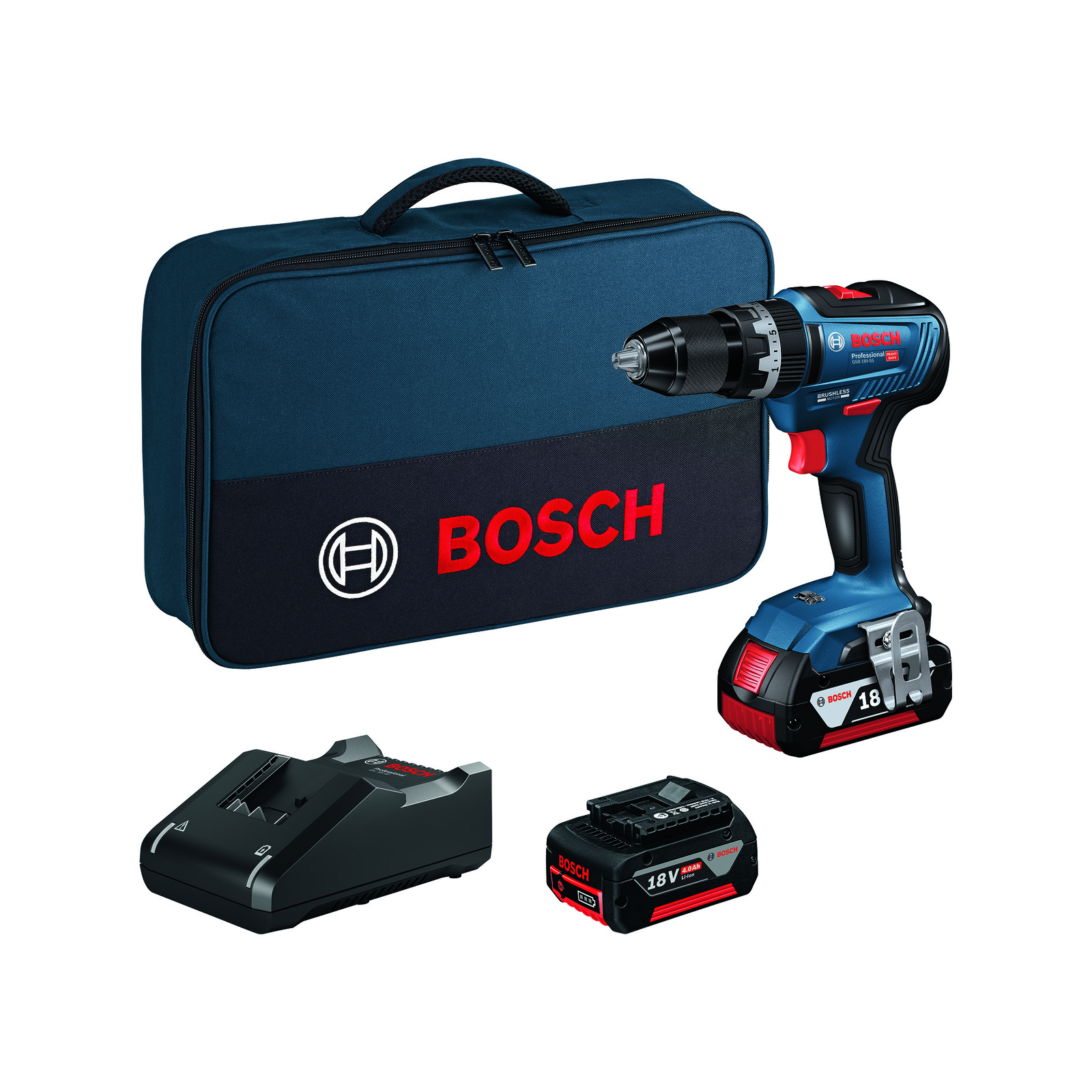 Trapano a batteria brushless BOSCH PROFESSIONAL GSB 18V-55 18 V, 2