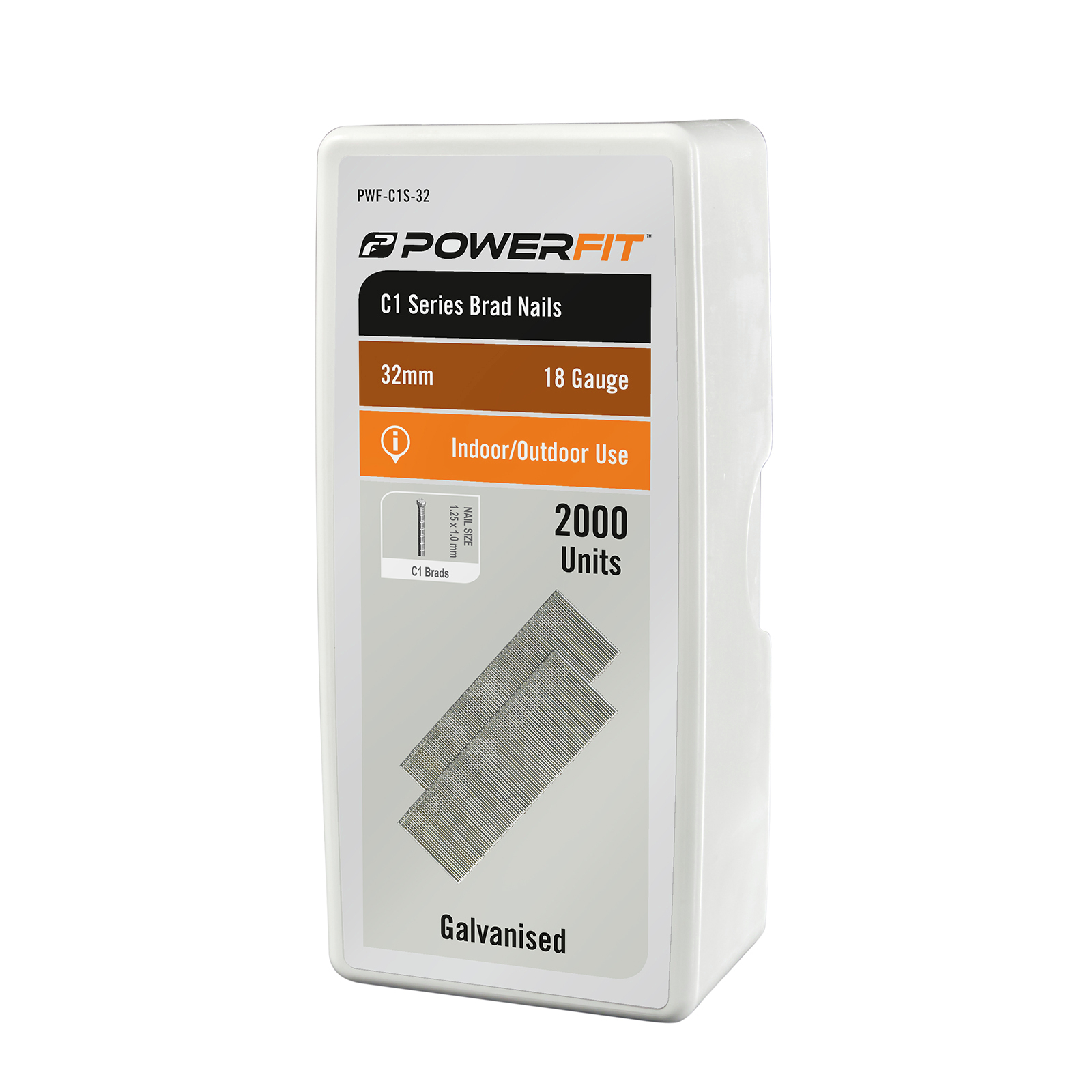 powerfit-32mm-c1-series-electro-galvanised-brad-nails-2000-pack