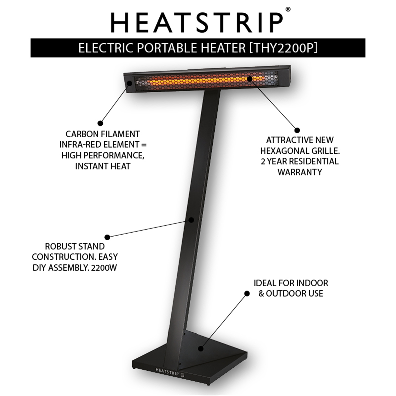 Heatstrip 2200W Outdoor Portable Electric Infrared Heater - Bunnings  Australia
