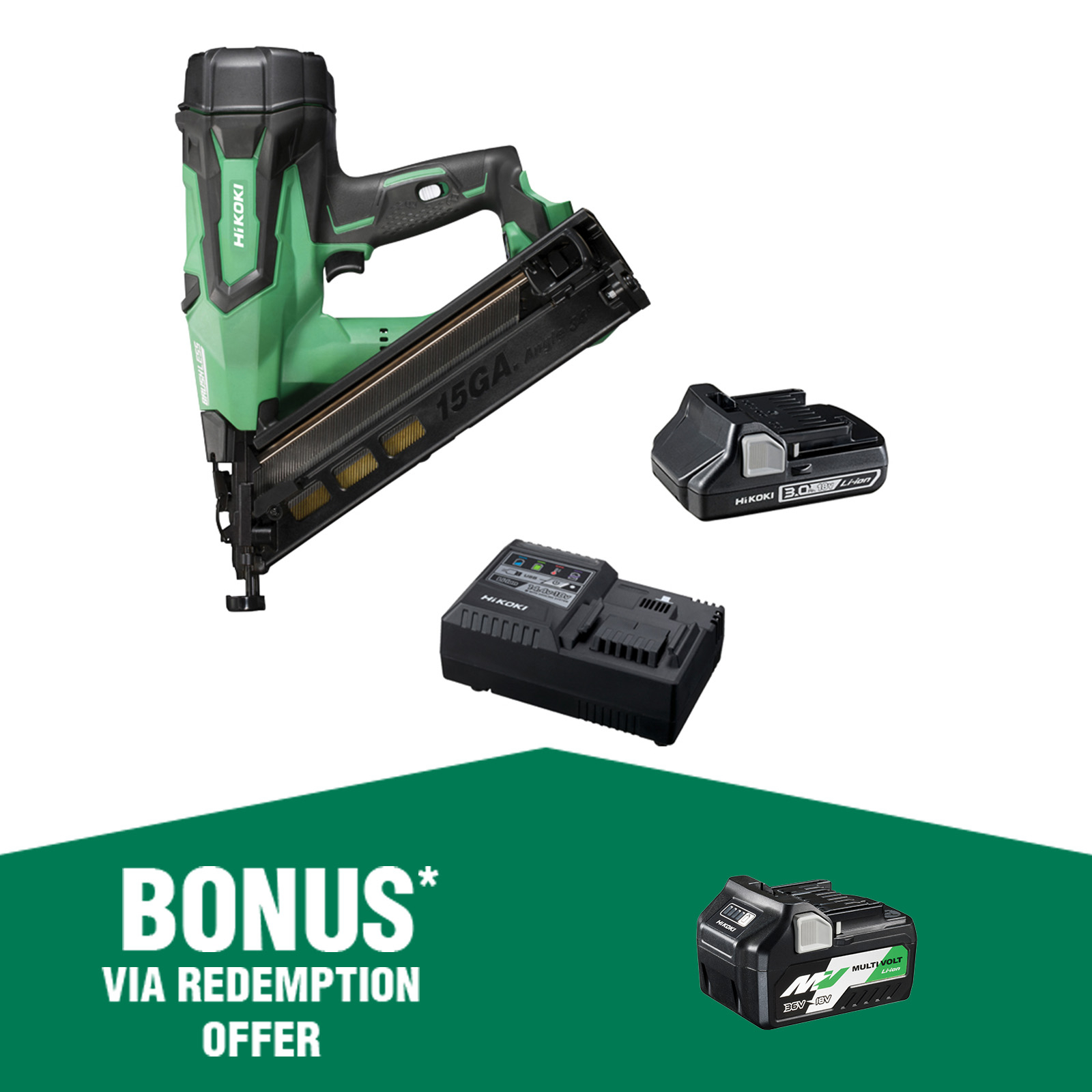 HiKOKI 18V 15GA Brushless Finishing Nailer Kit Bunnings Australia