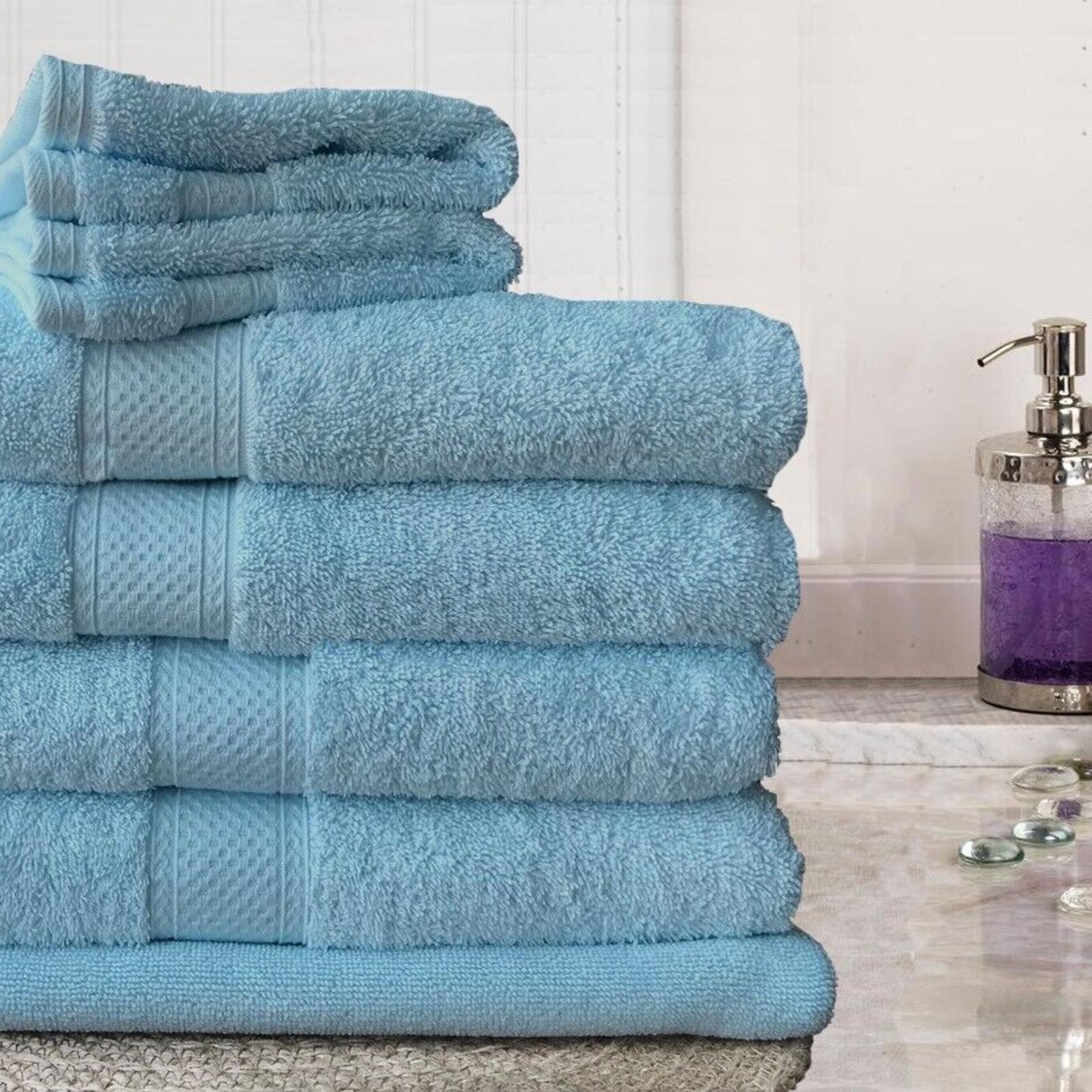 100% Certified Egyptian Cotton Bath Sheet Towel Set| 14pc - Sky Blue ...
