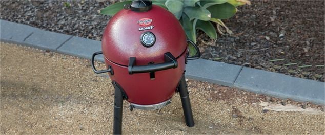 Closed small, red barbecue
