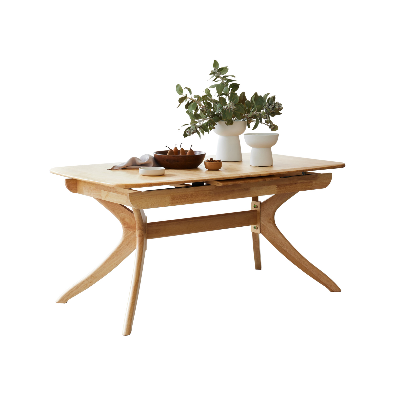 Villa Natural Hardwood Extendable Dining Table Rectangle Bunnings
