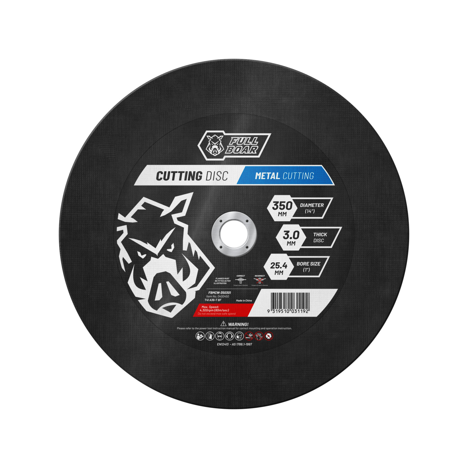 Full Boar 350mm (14") x 3.0 x 25.4mm Metal Cutting Disc Bunnings