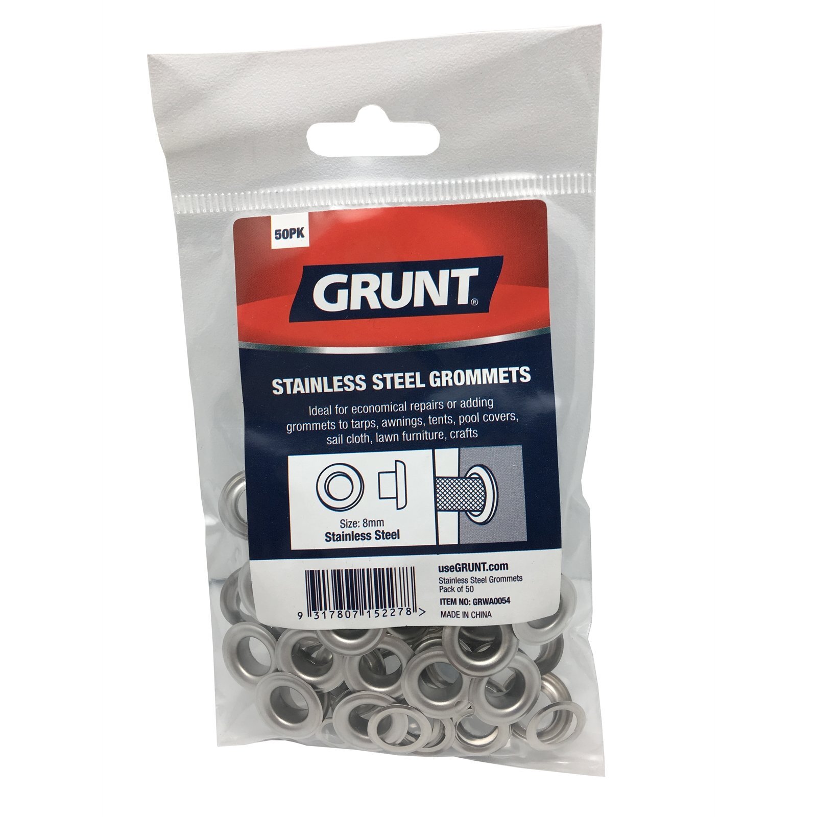 Grunt 8mm Stainless Steel Grommet bing Accessory 50 Pack