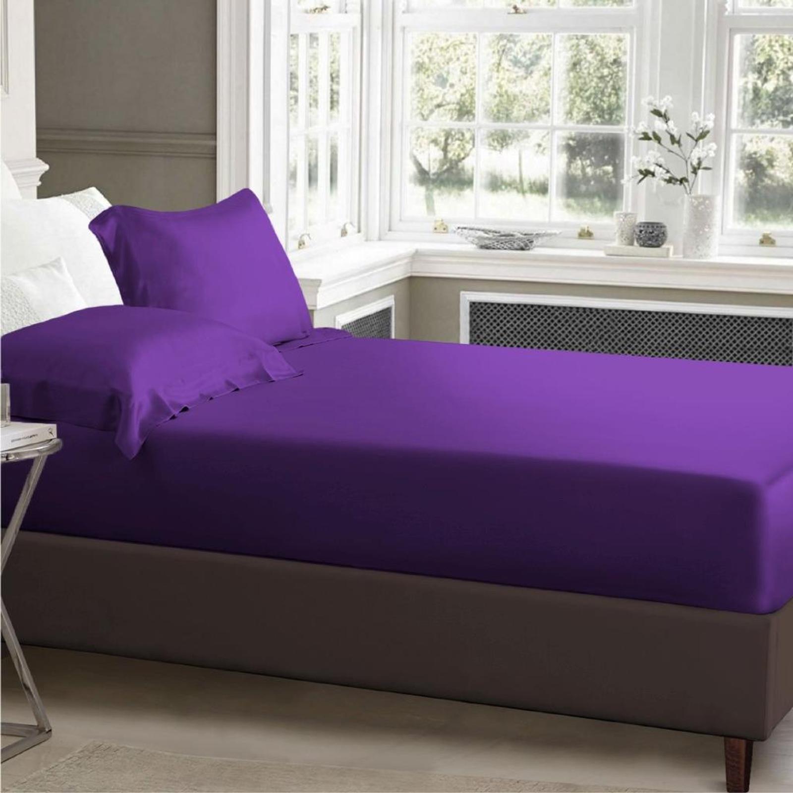 Luxor King Single Purple 1000TC Silk Silky Feel Satin Fitted Sheet+Pillowcase Bunnings Australia