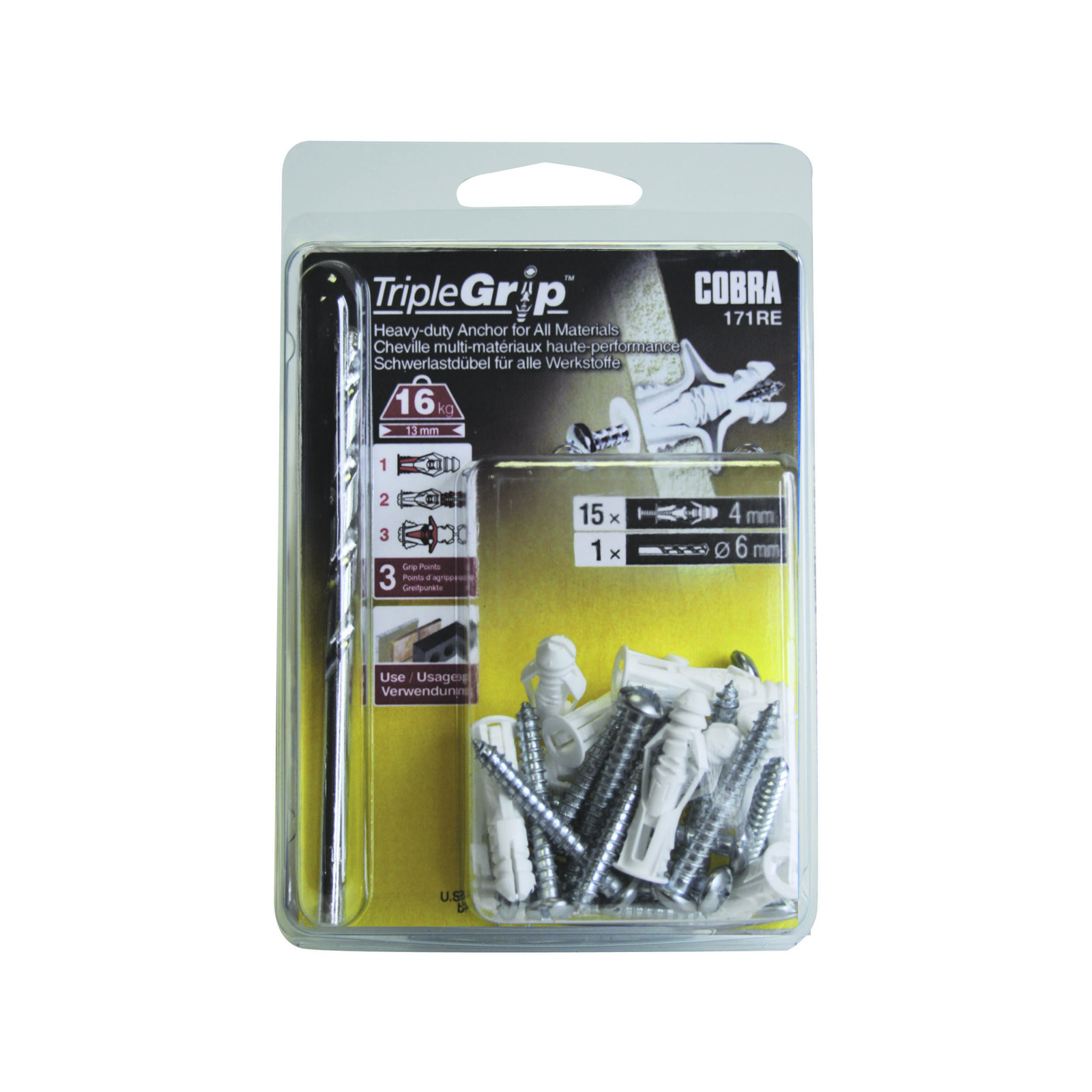 Cobra 4.0mm 171RE Triple Grip Heavy Duty Anchor Screws - 15 Pack ...