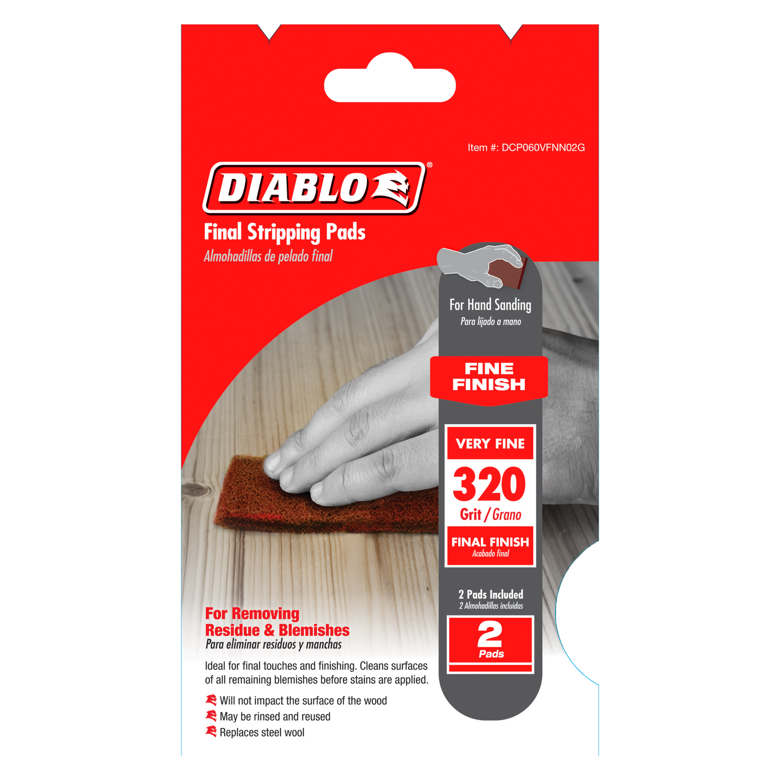Diablo 320 Grit Fine Finish Sanding Pad 2 Pack Bunnings New Zealand