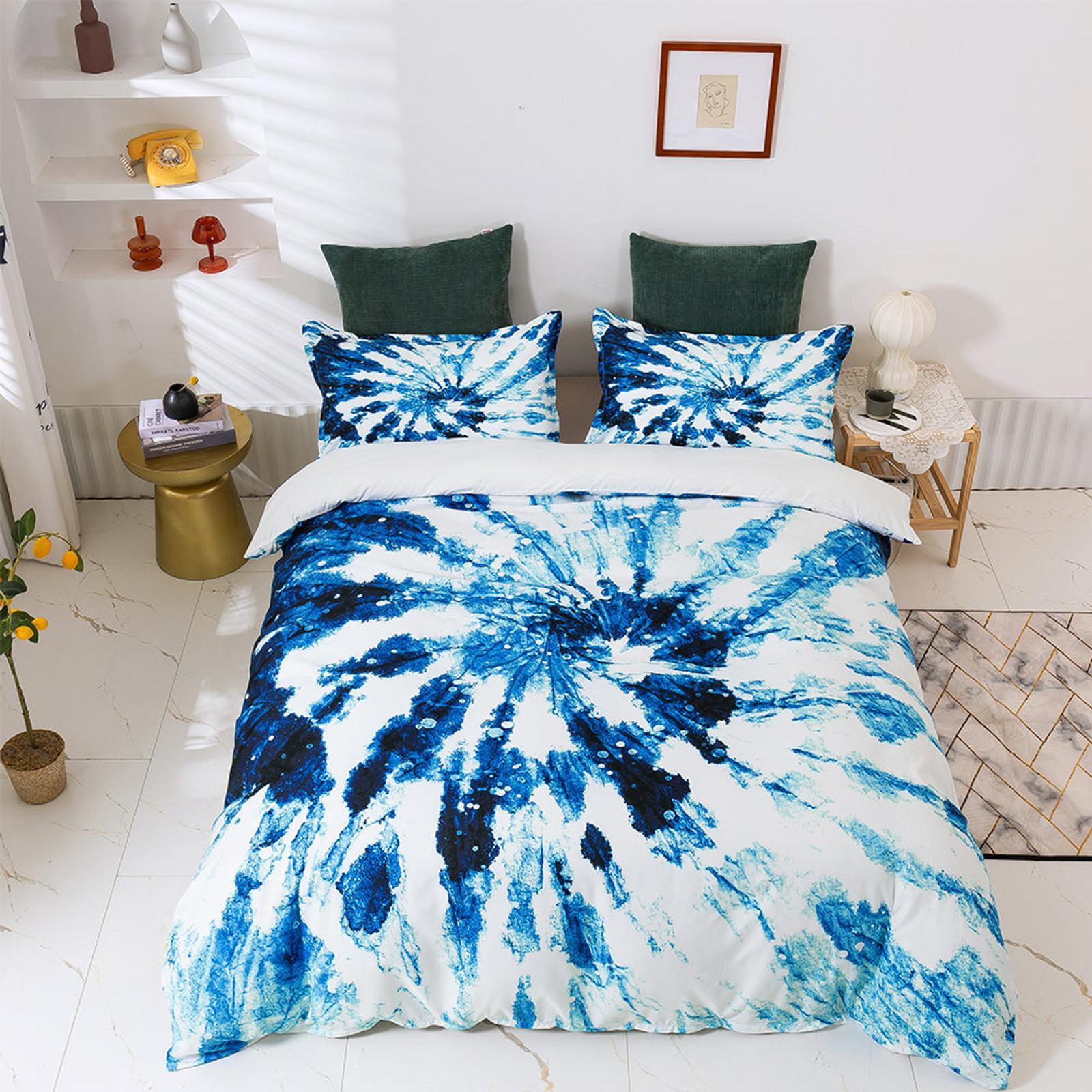 3D Blue Tie Dye Quilt Cover Set Bedding Set Duvet Cover Pillowcases 43 Bunnings Australia