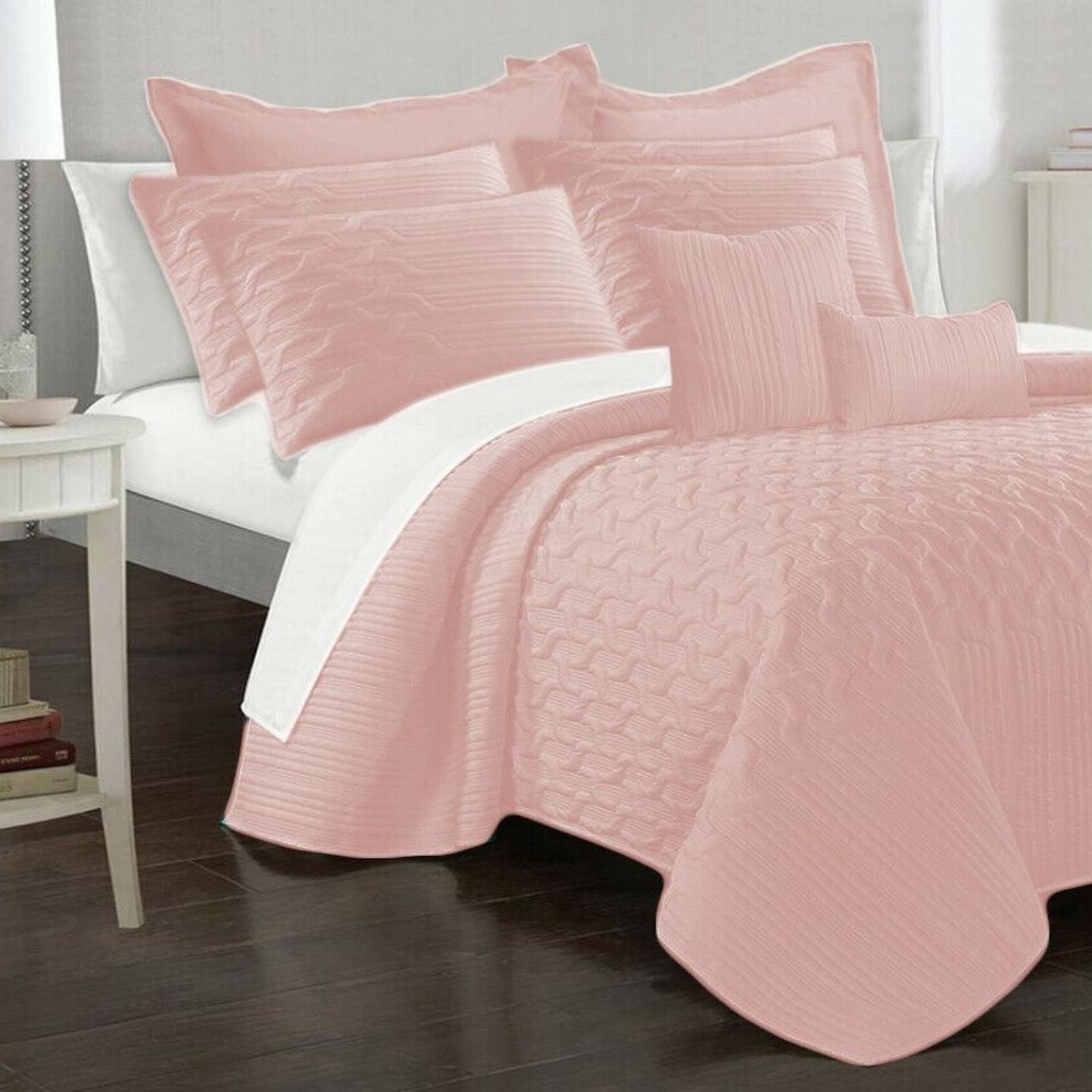 Ramesses 9pc Light Interlaced Comforter Set | King - Tea Rose Pink ...