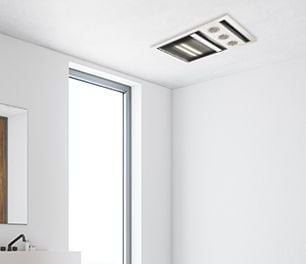 Extractor fan and light combo attached to bathroom ceiling