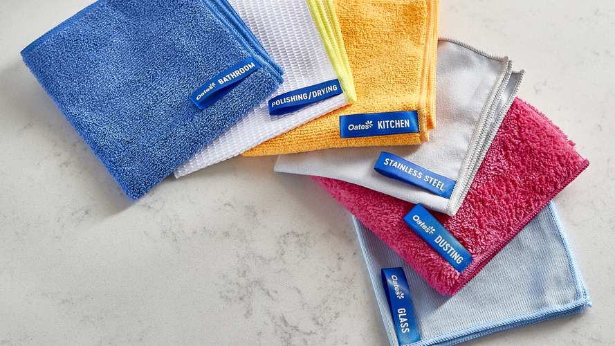 Pack of six antibacterial cloths for different uses. 