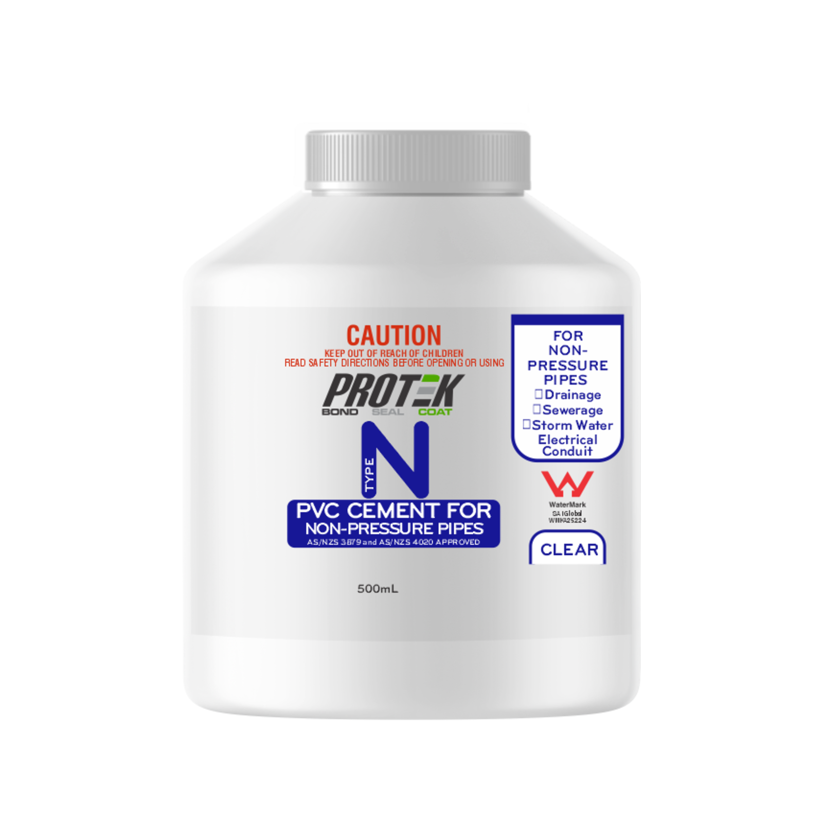 Protek 500ml Type N Clear PVC Cement For Non Pressure Pipes Bunnings