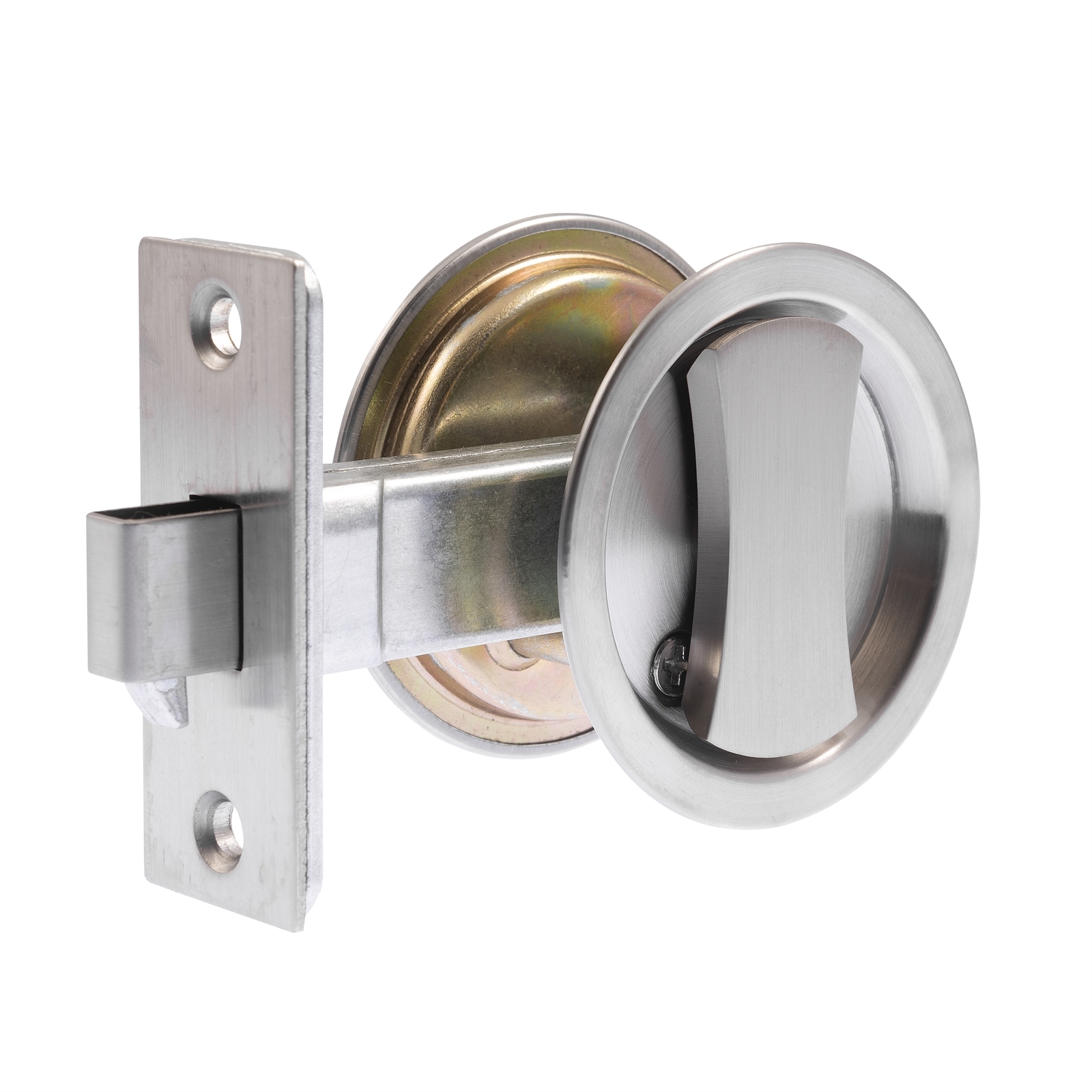 Lane Satin Stainless Steel Round Privacy Cavity Slider - Bunnings Australia