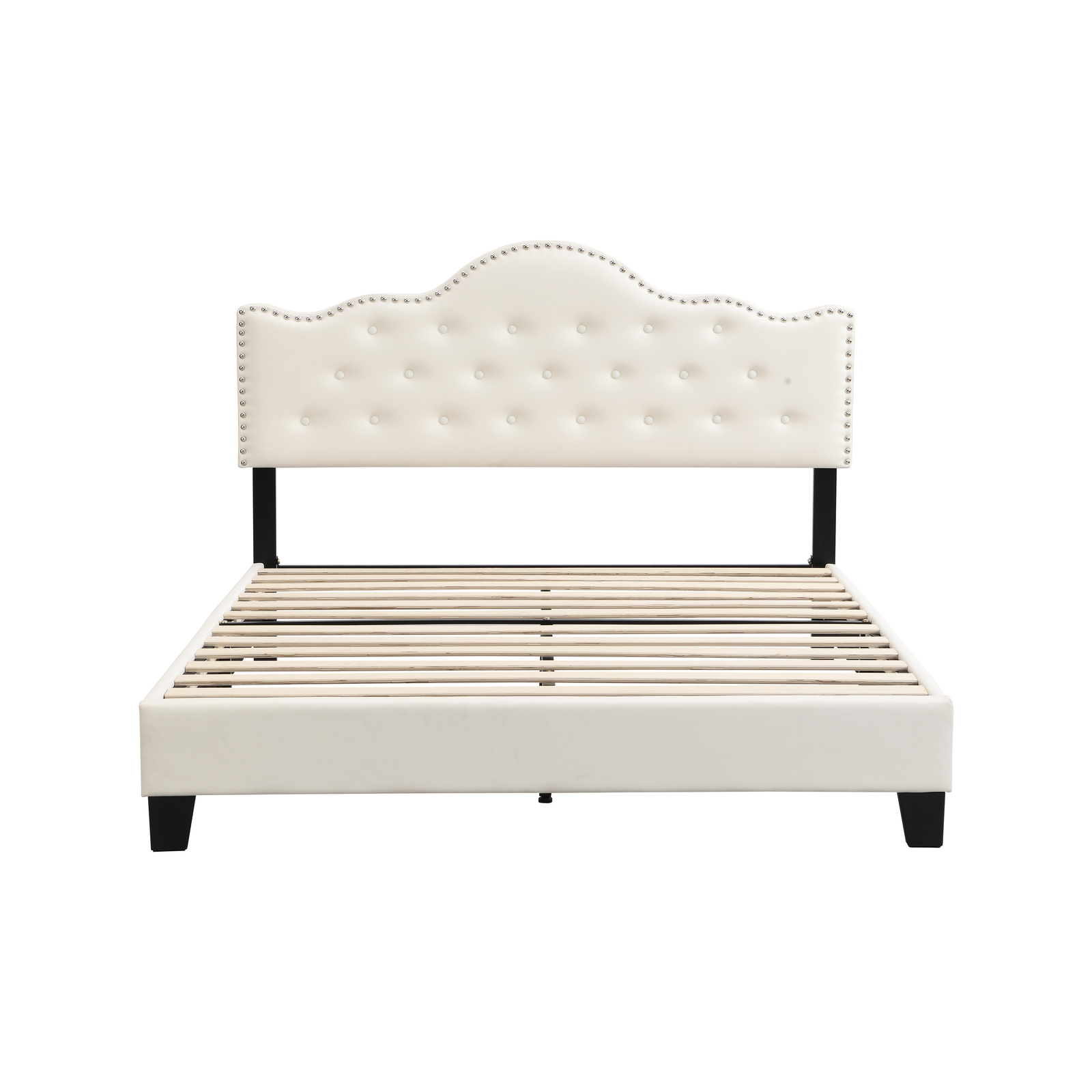 IHOMDEC Upholstered Button Tufted Queen Bed Frame BEF05 Beige