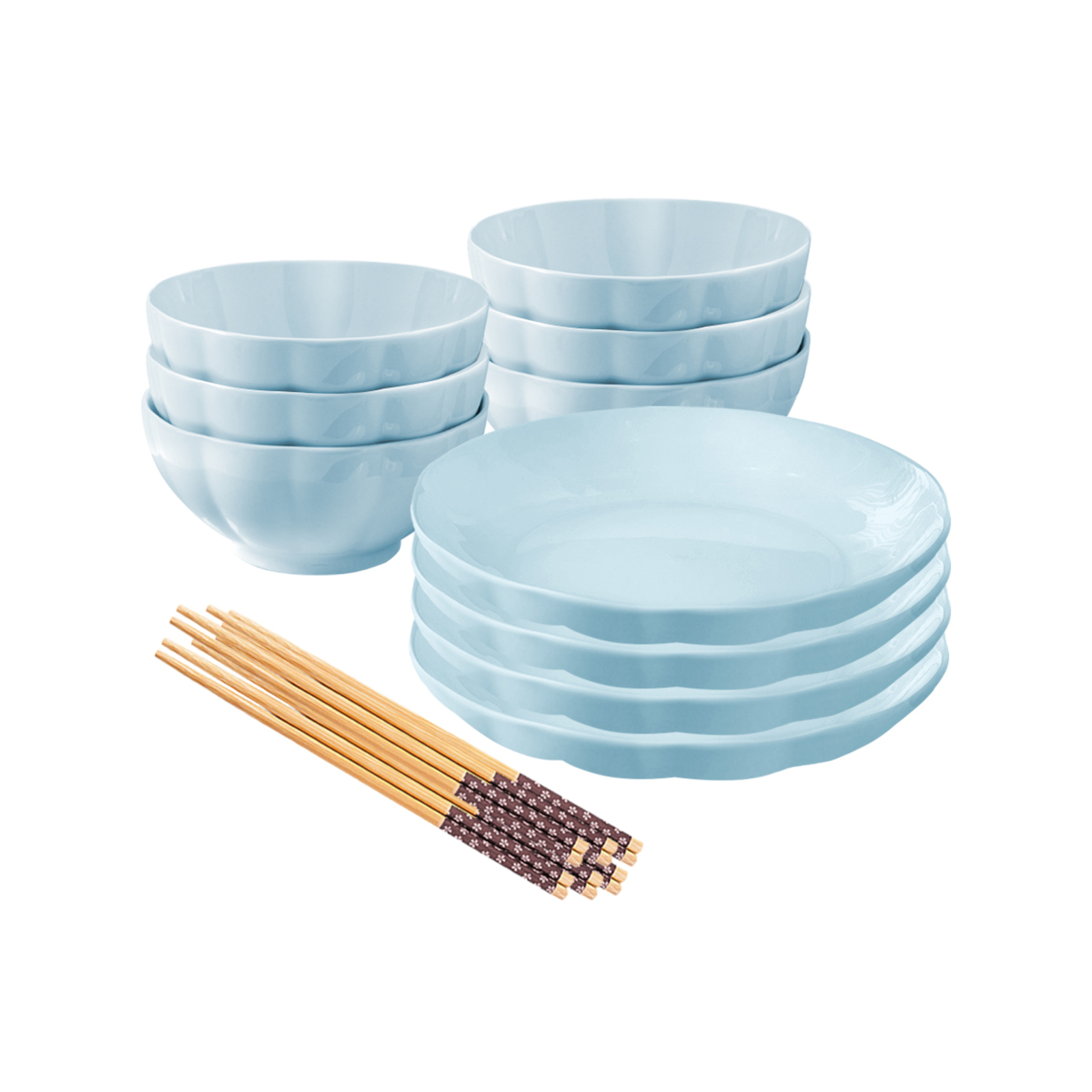 SOGA Light Blue Japanese Style Ceramic Dinnerware Set of 10 Bunnings