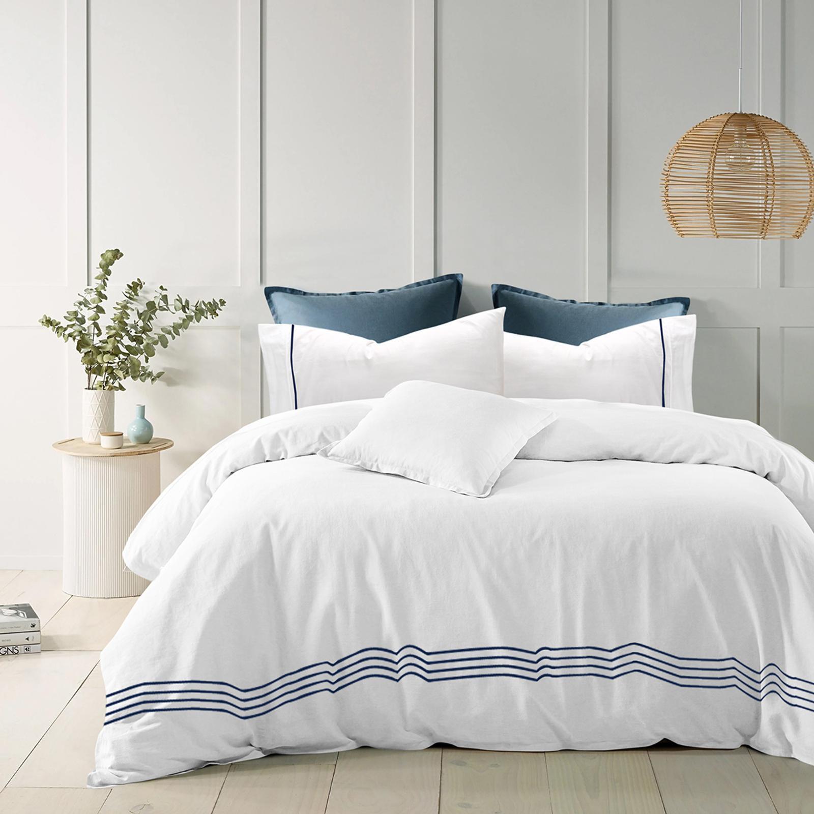 1200TC Pure Cotton 3pcs Quilt Cover White Queen Bunnings Australia