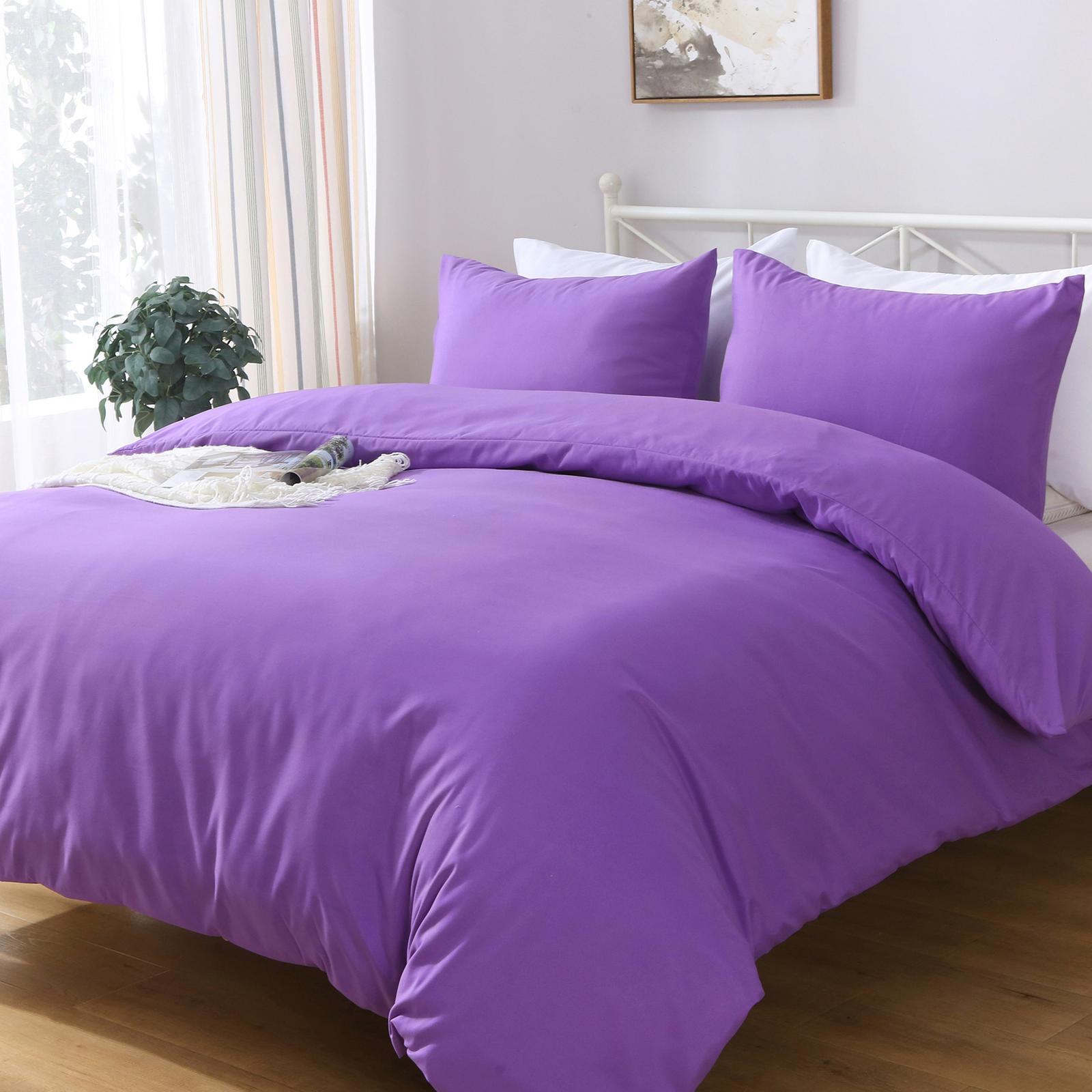 LINENOVA Microfiber Soft 1200TC Quilt Cover Set Purple Single ...