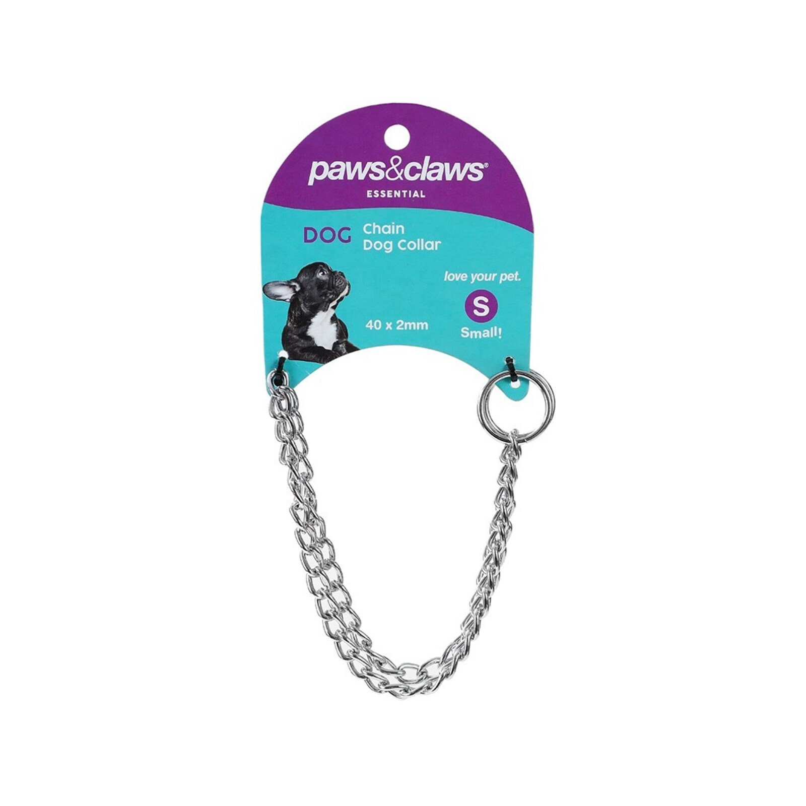 Paws & Claws 40cmx2mm Chain Collar Small - Silver - Bunnings Australia