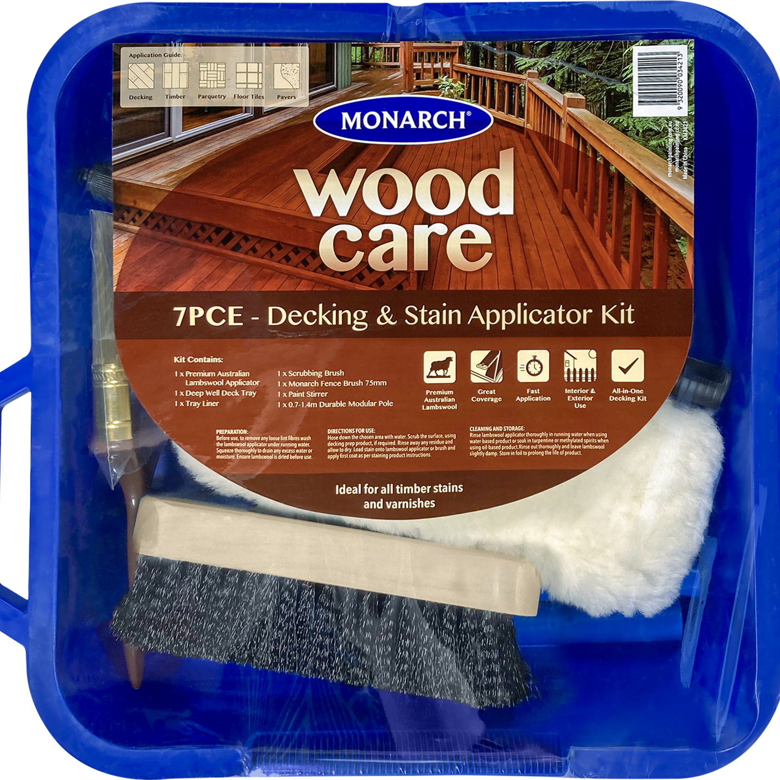 Monarch 7 Piece Woodcare Decking And Stain Applicator Kit Bunnings